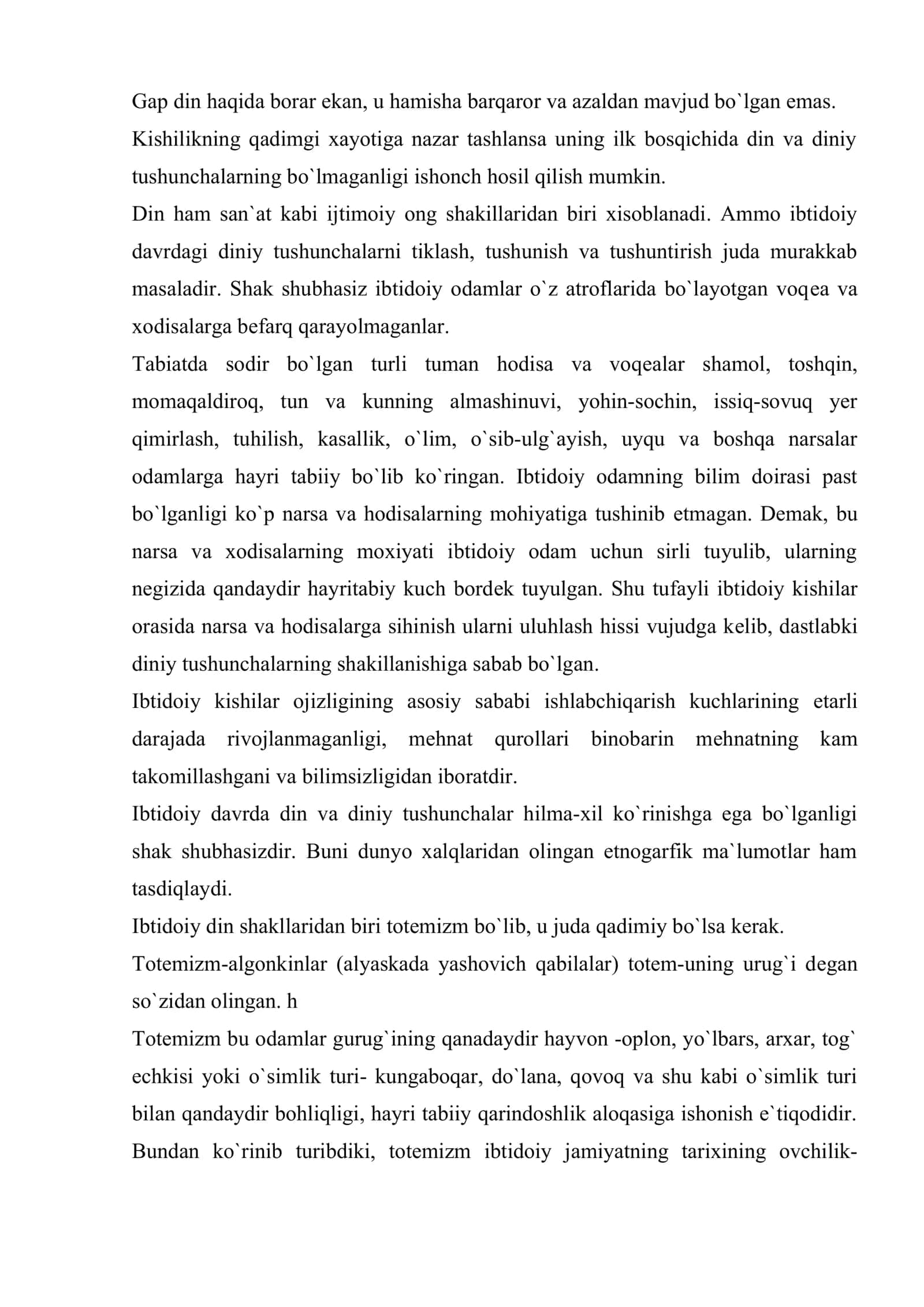 Ibtidoyi jamiyatda dinning vujudga kelishi 2