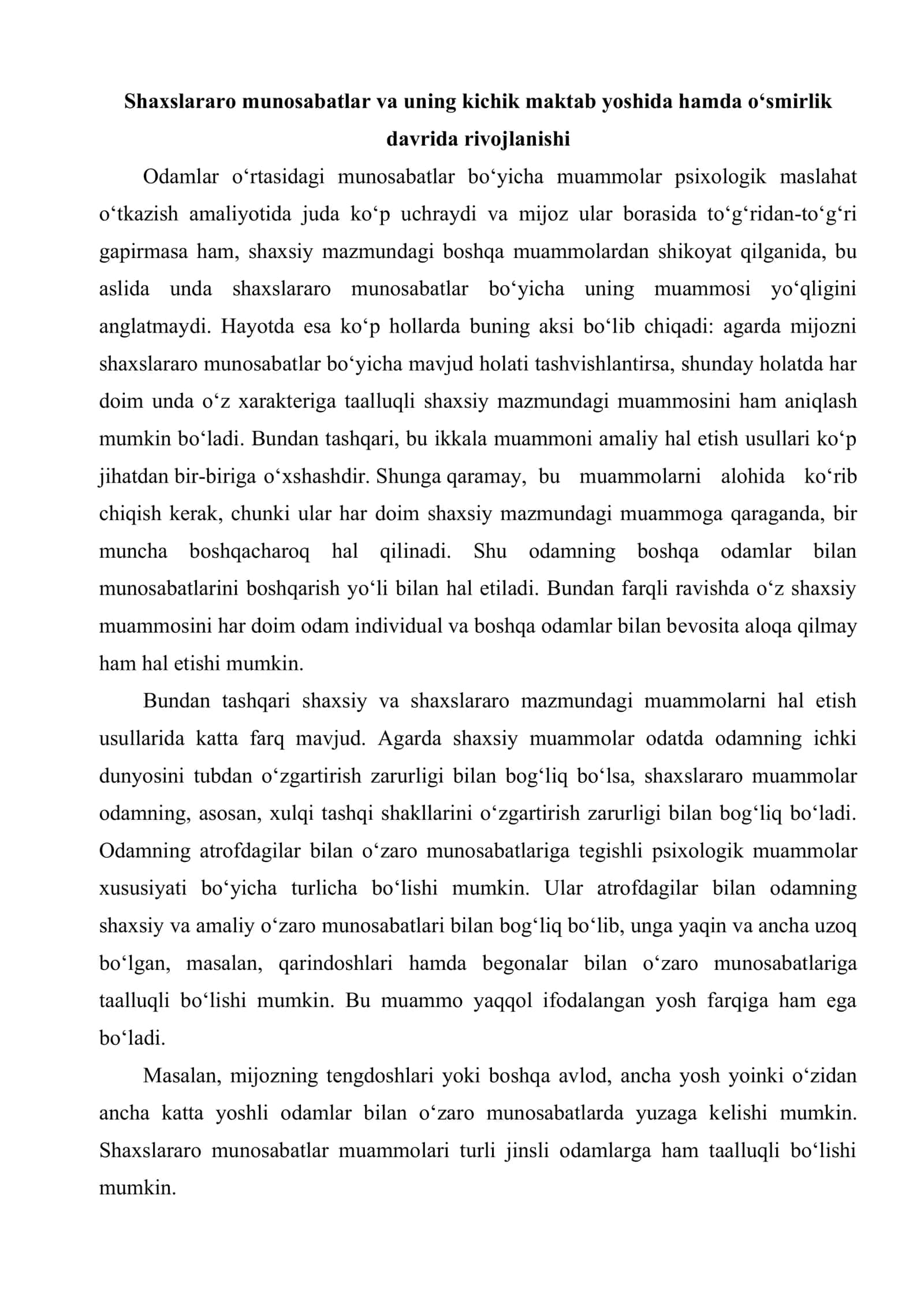 Shaxslararo munosabatlarni korreksiyalash 2