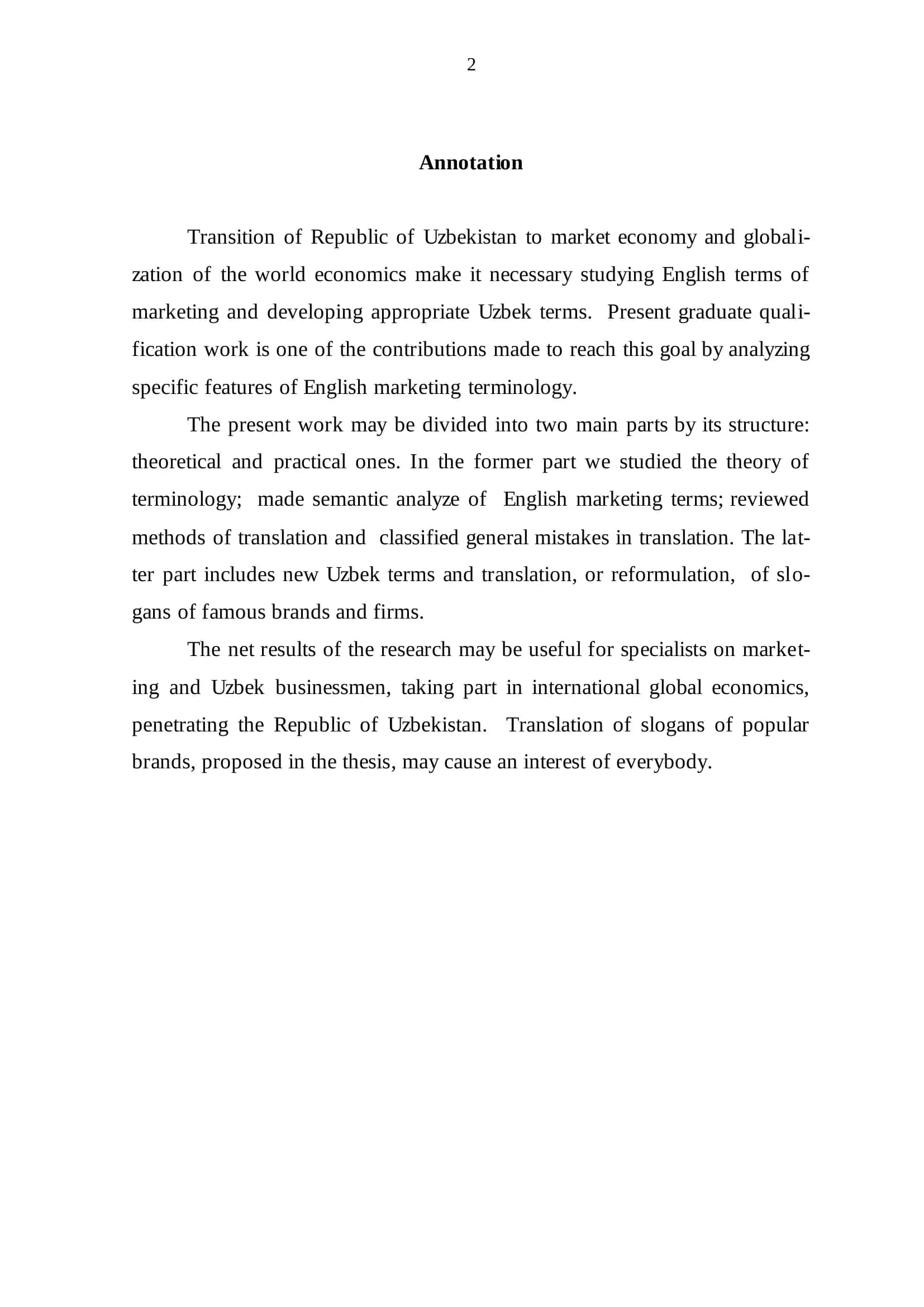 SPECIFICS OF TRANSLATION of ENGLISH TERMS IN THE SPHERE OF BUSINESS AND MARKETING 2