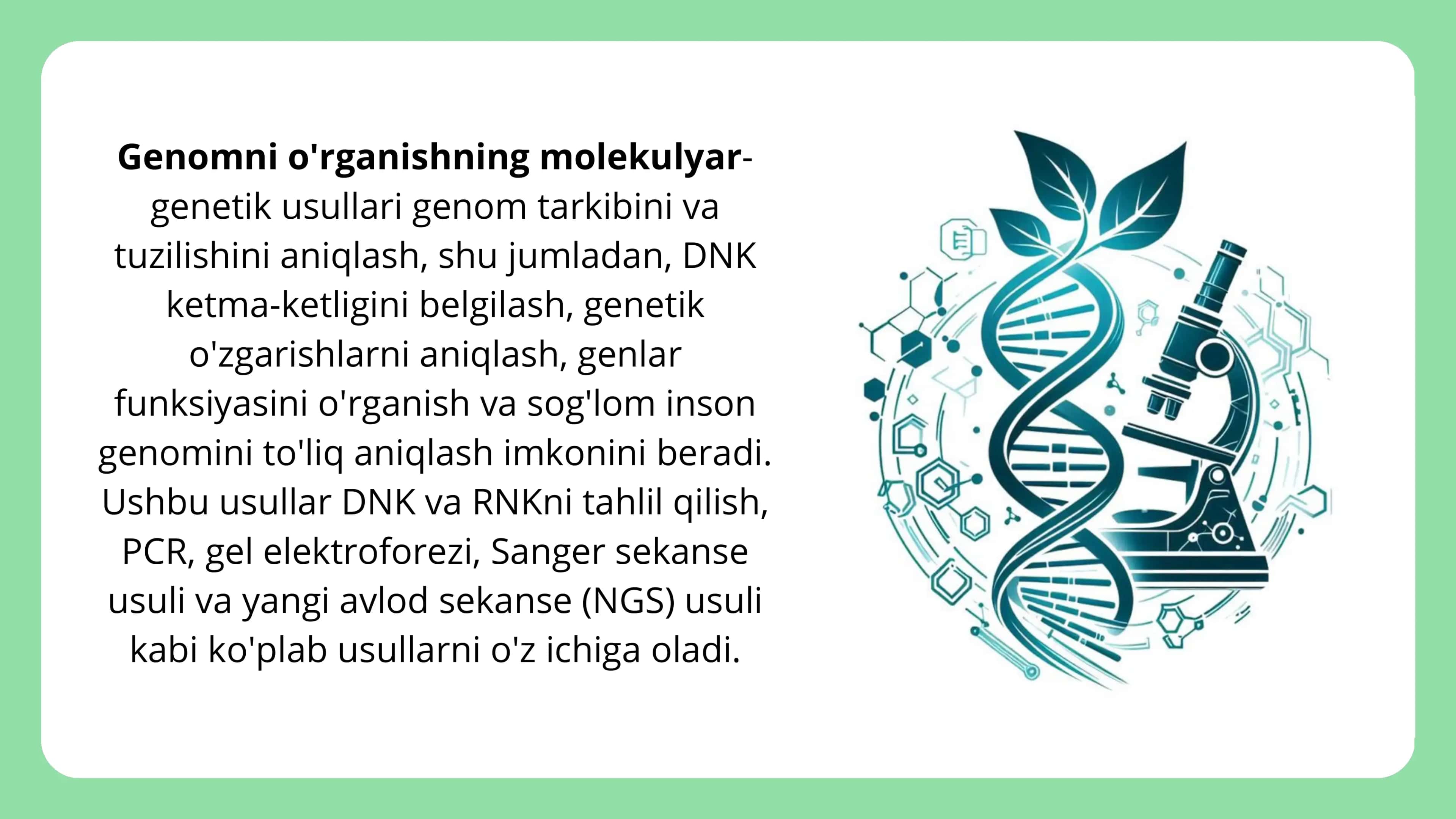 Genomni o'rganishning molekulyar-genetik metodi 2