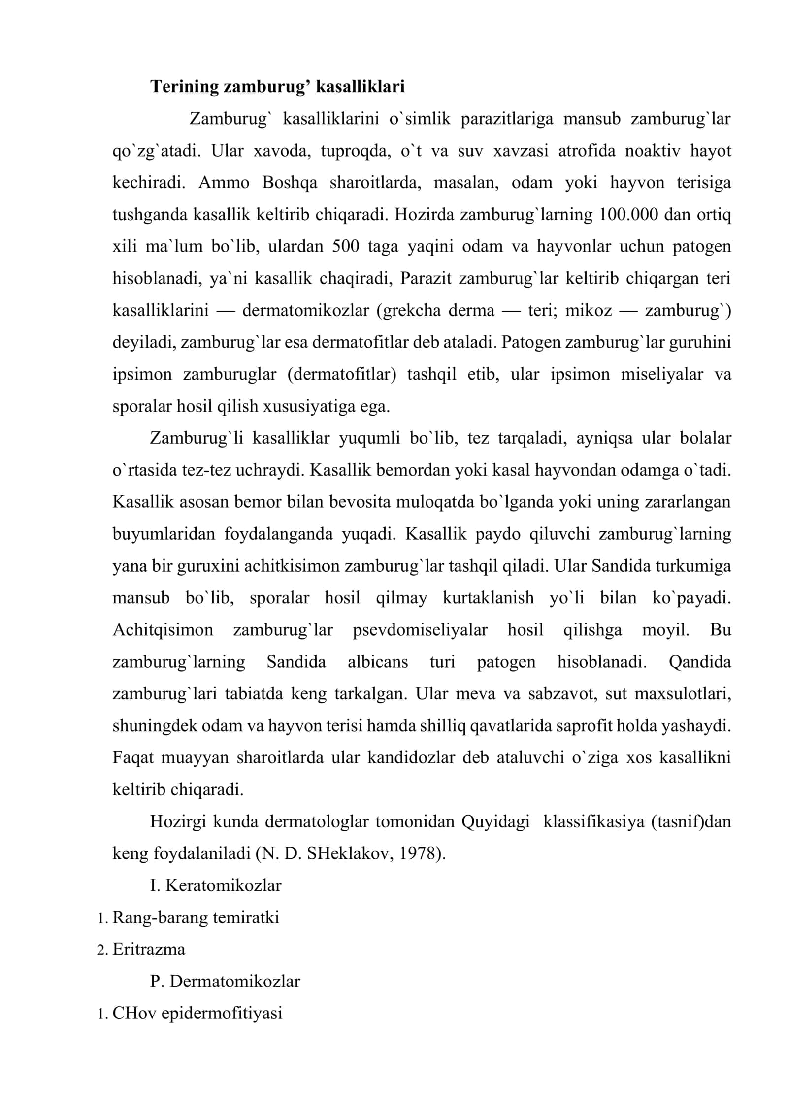 Teri va zamburug`li infeksiуalar. Dermatоmikоzlar 2