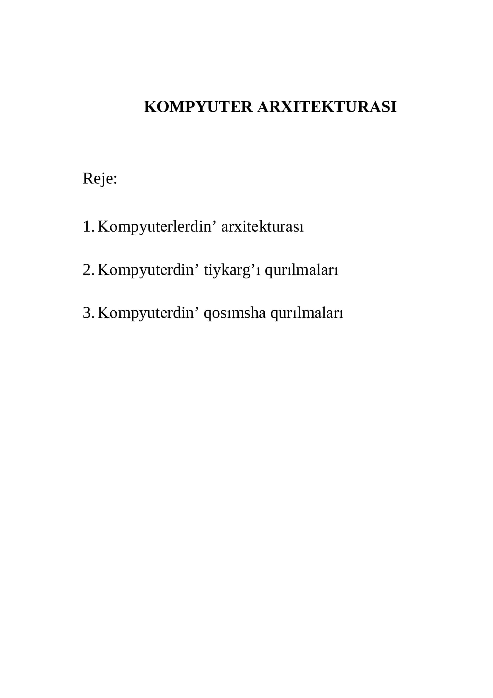KОMPYUTЕR АRХITЕKTURАSI 2
