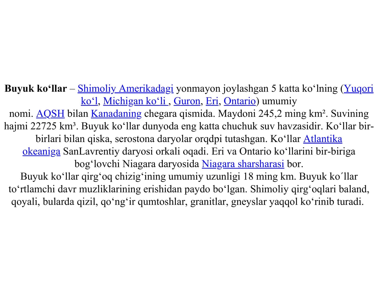 Shimoliy Amerikaning Buyuk ko´llari 2