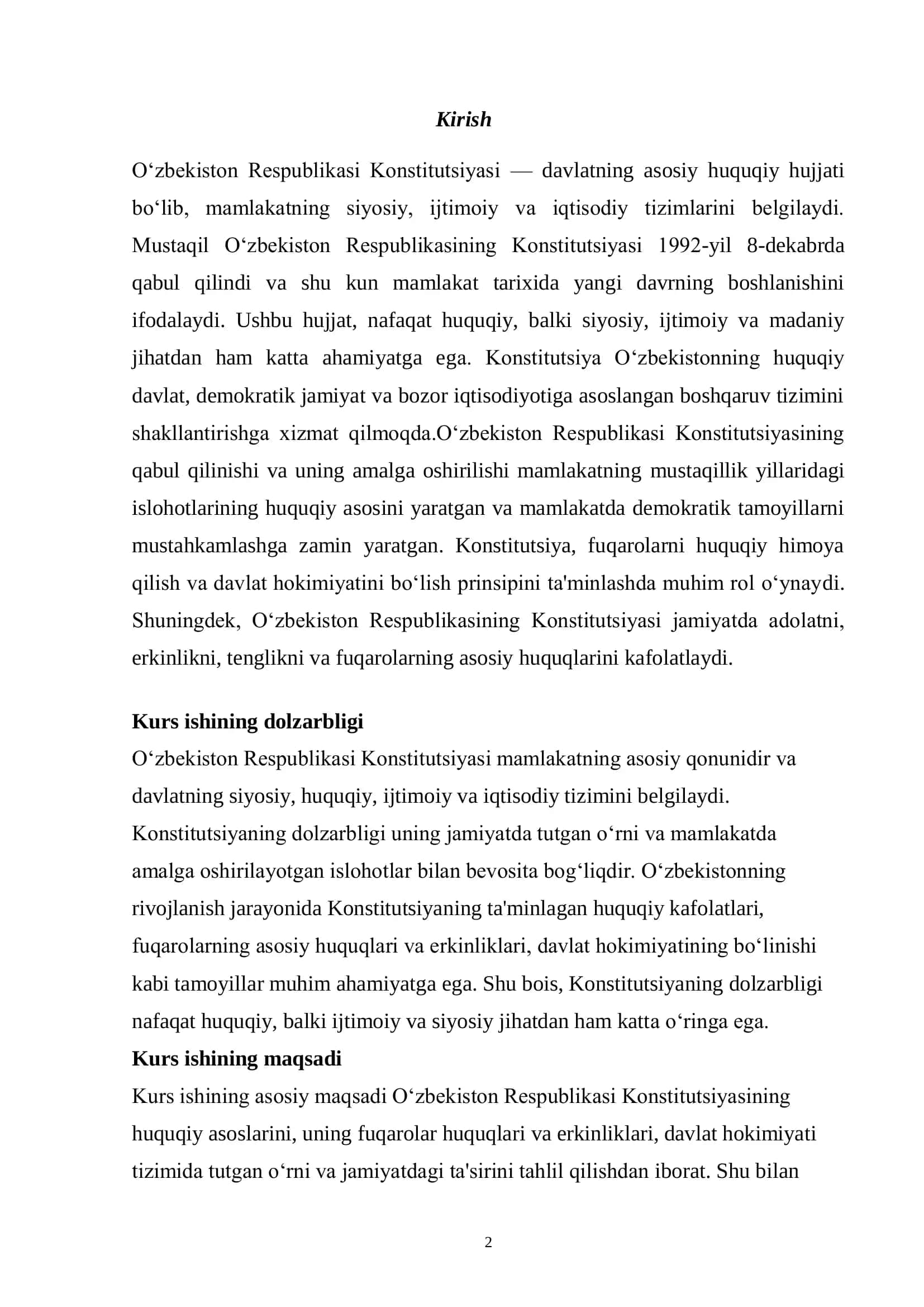 O‘zbekiston Respublikasi Konstitutsiyasi 2