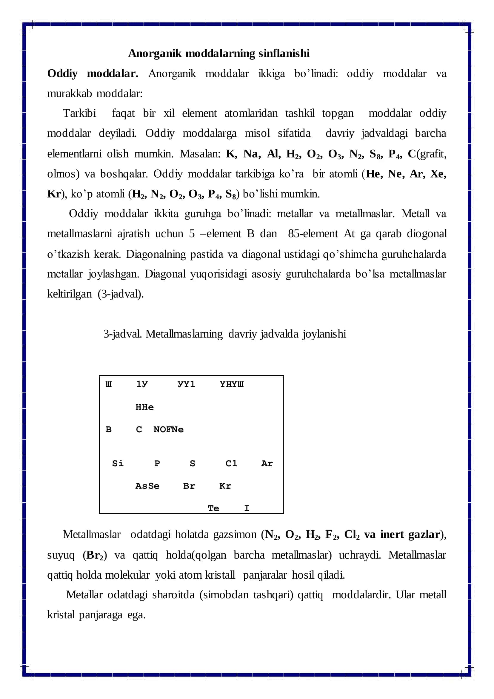 Anorganik moddalarning sinflarini tushunish 2