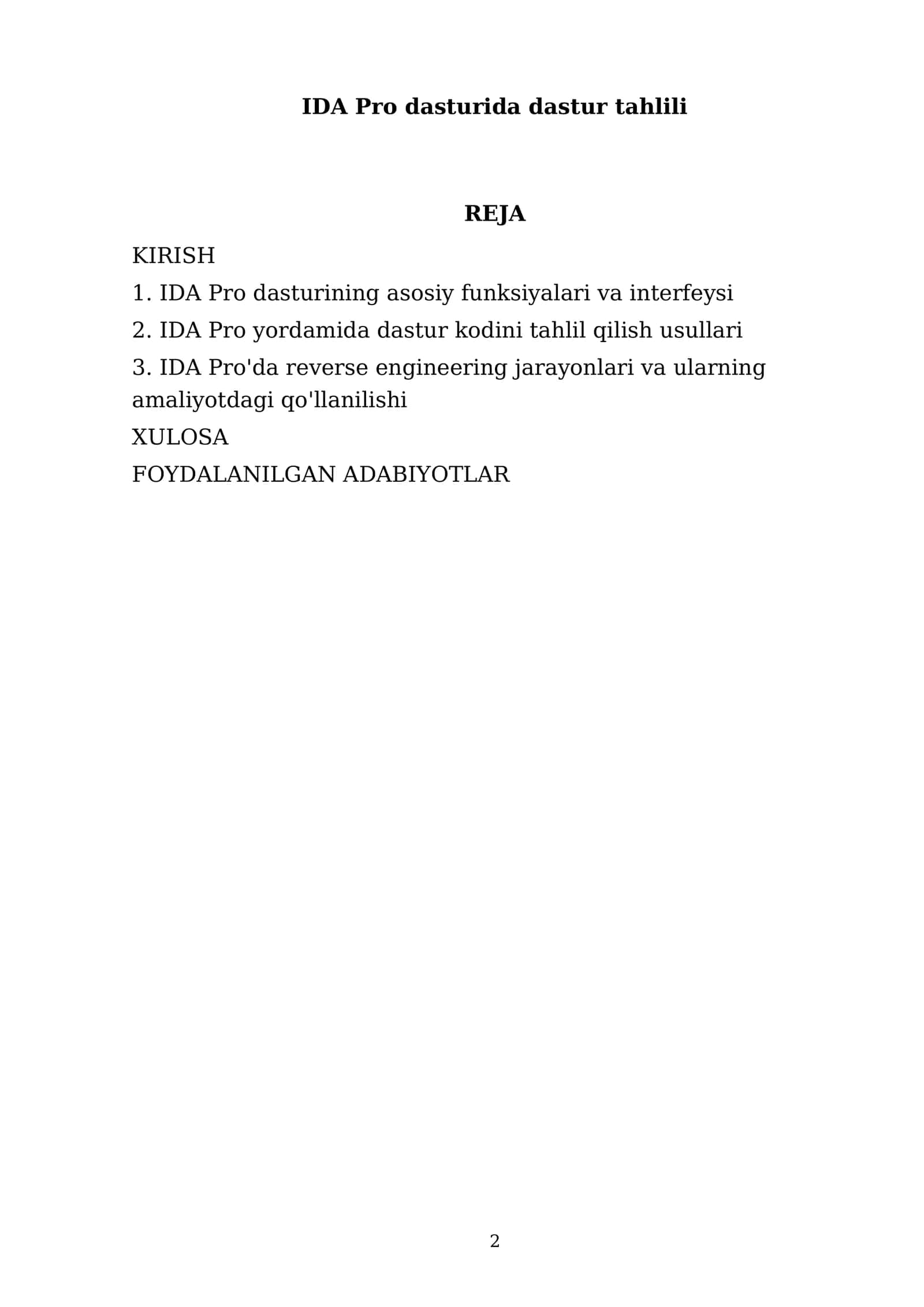 IDA Pro dasturida dastur tahlili 2