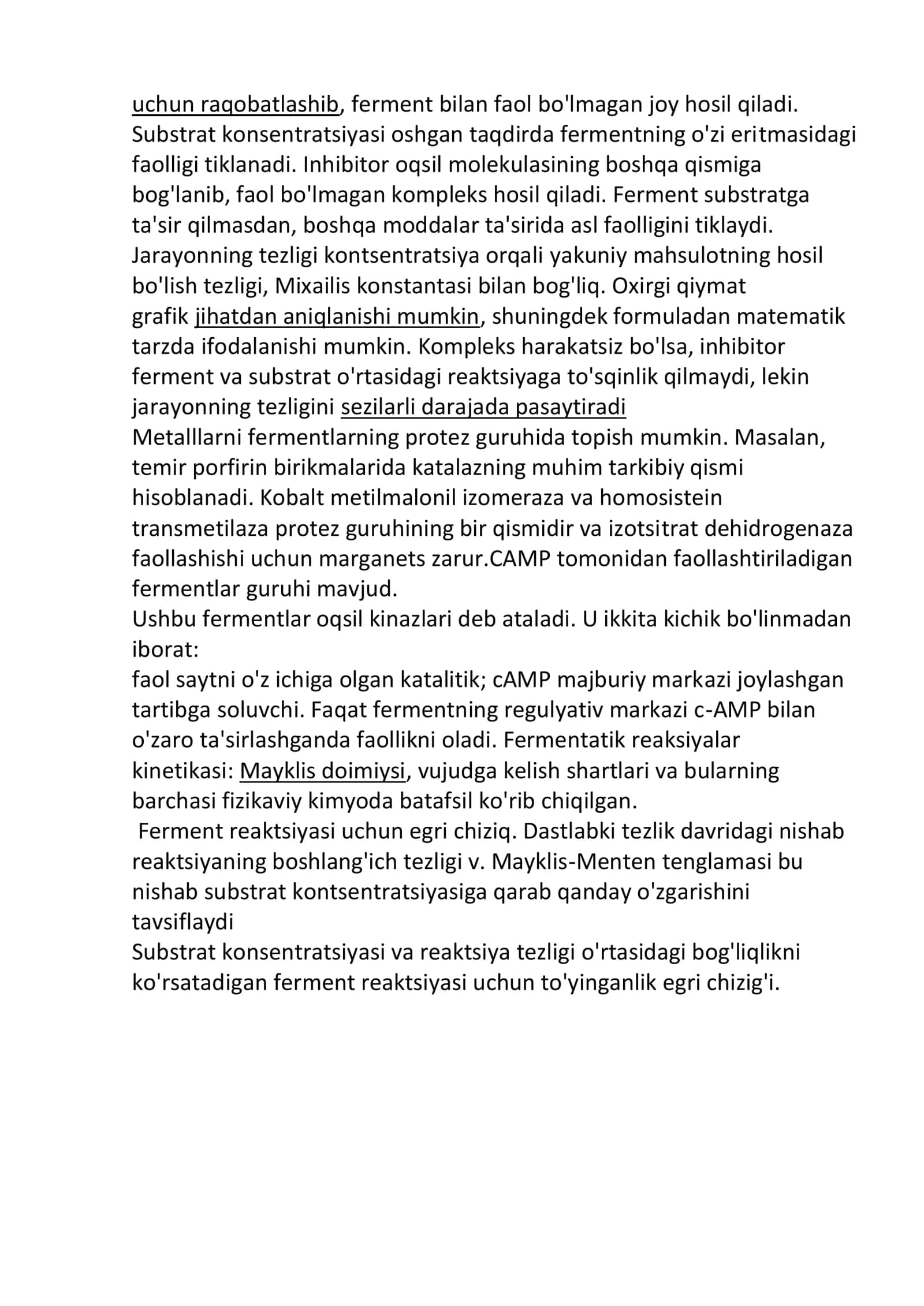 Fermentativ reaksiyalar kinetikasi 2