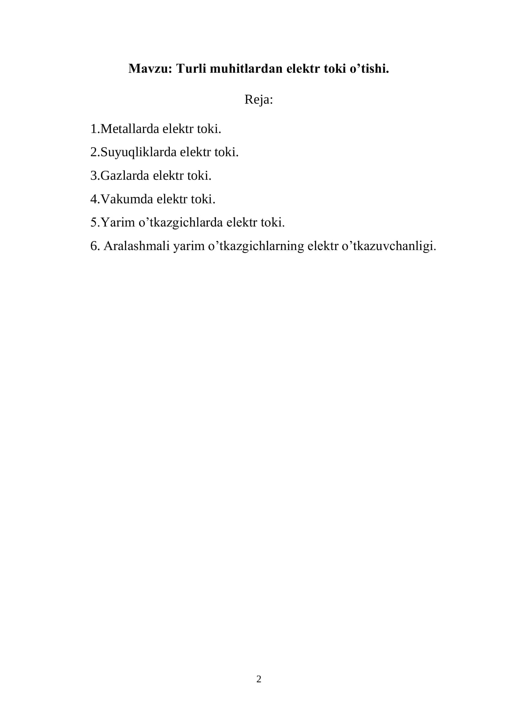 TURLI MUHITLARDAN ELEKTR TOKI O’TISHI 2