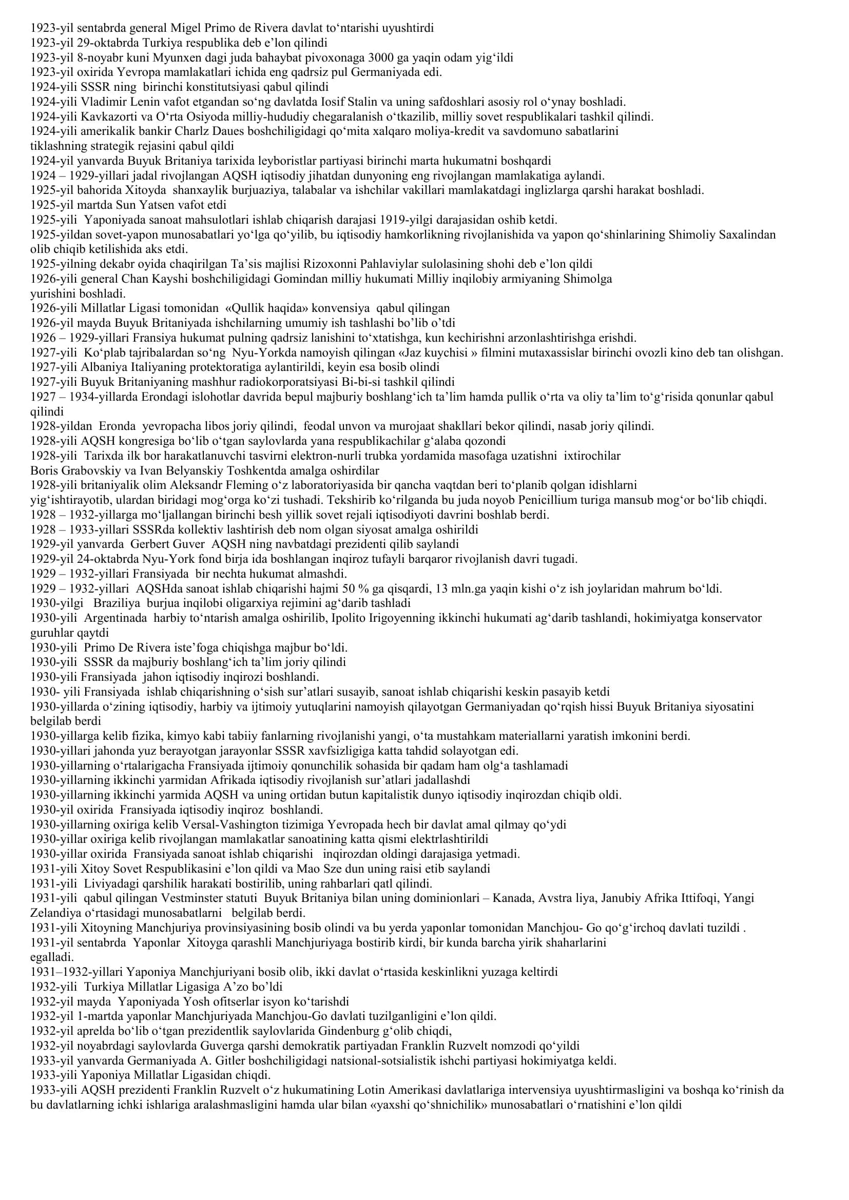 10 – sinf jaxon tarixi xronologiyasi 2