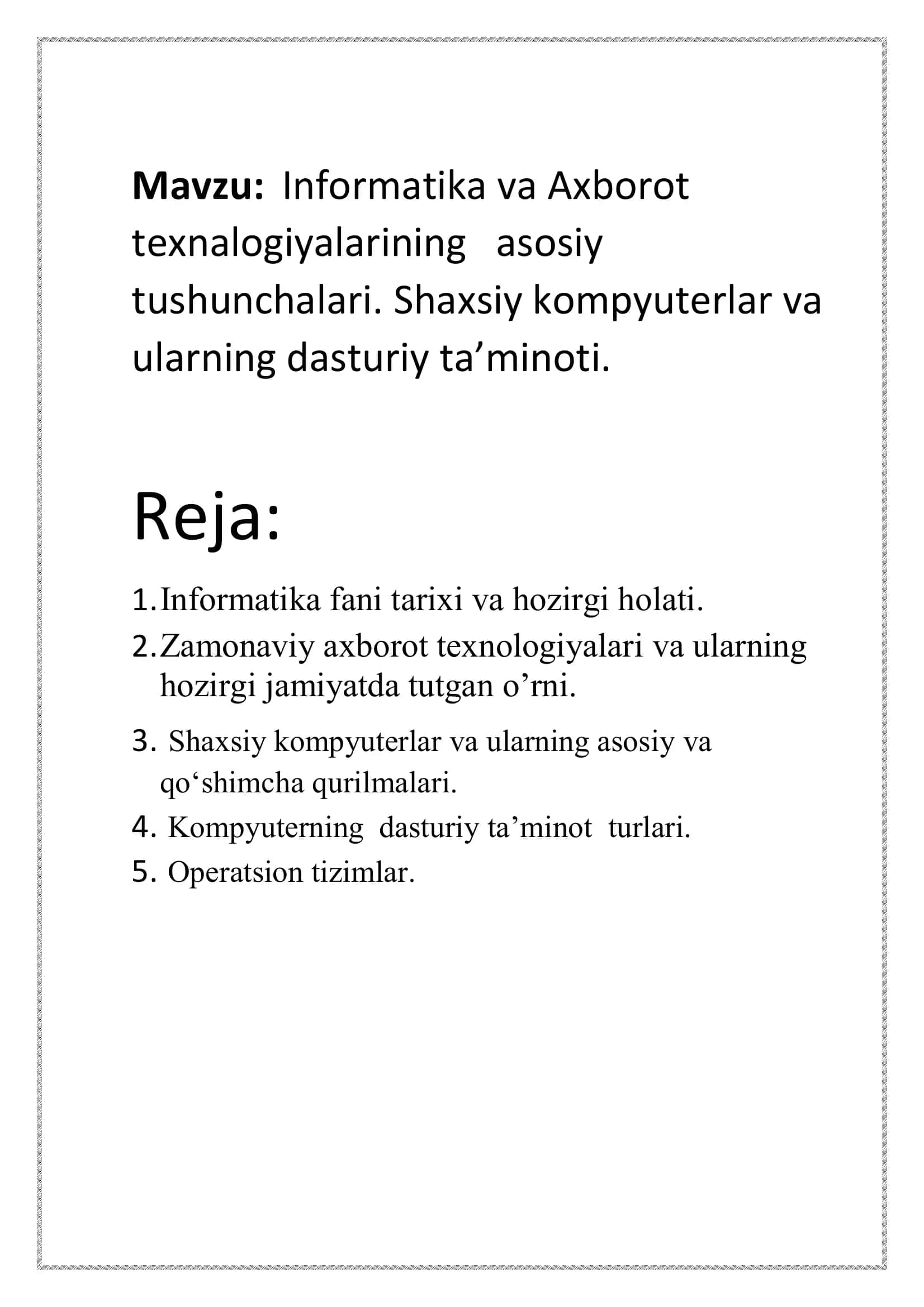 Informatika va Axborot texnalogiyalarining asosiy tushunchalari 2