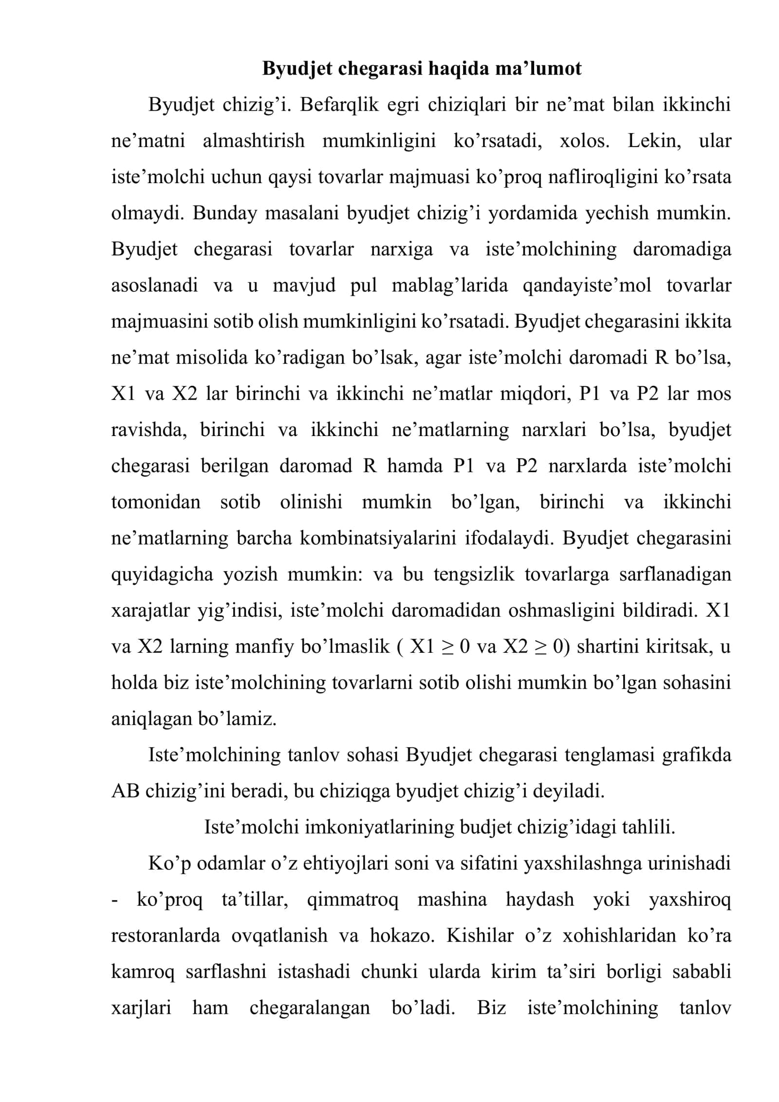 Byudjet chegarasi va byudjet chizig’i 2