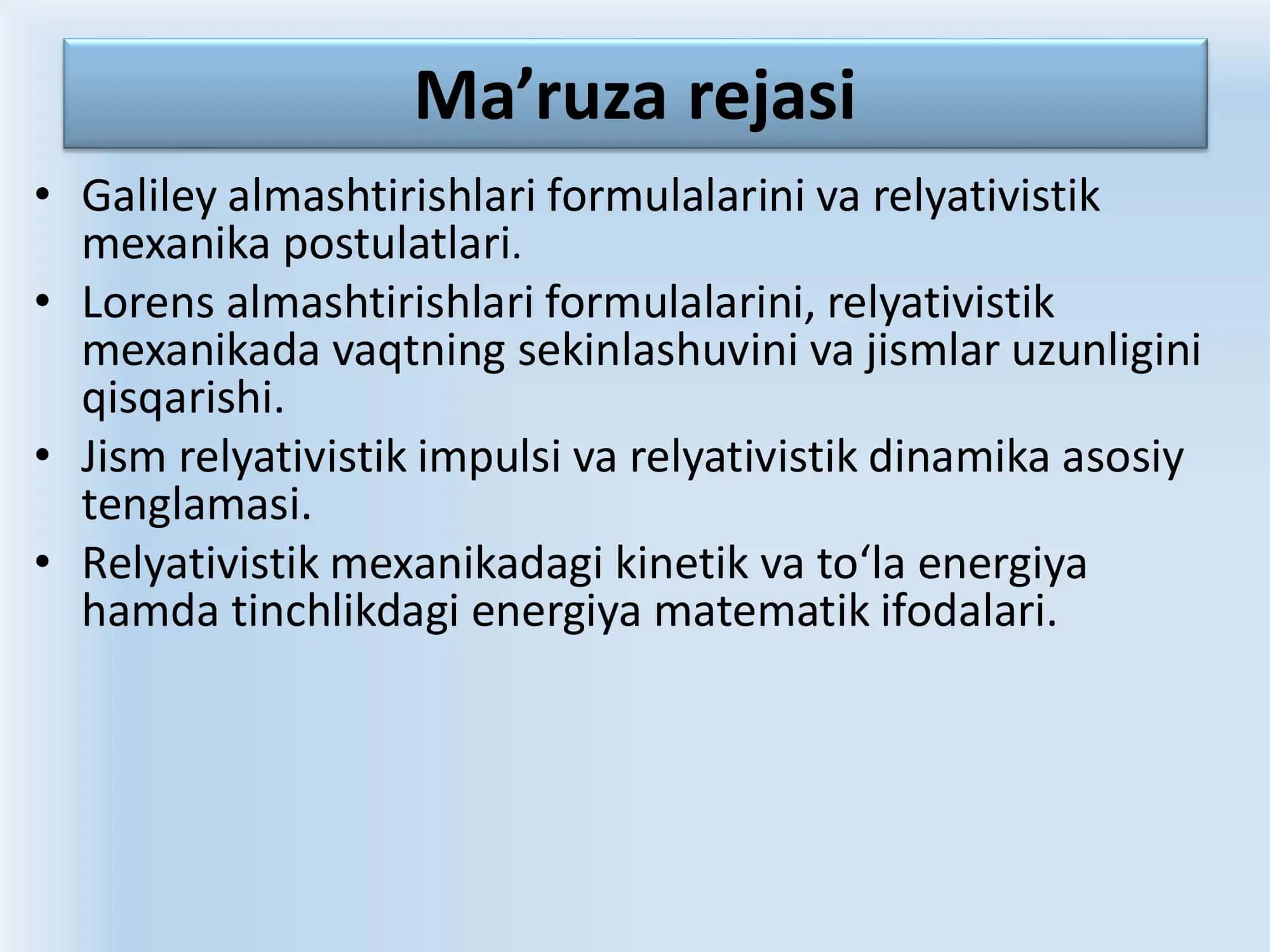 RELYATIVISTIK MEXANIKA 2