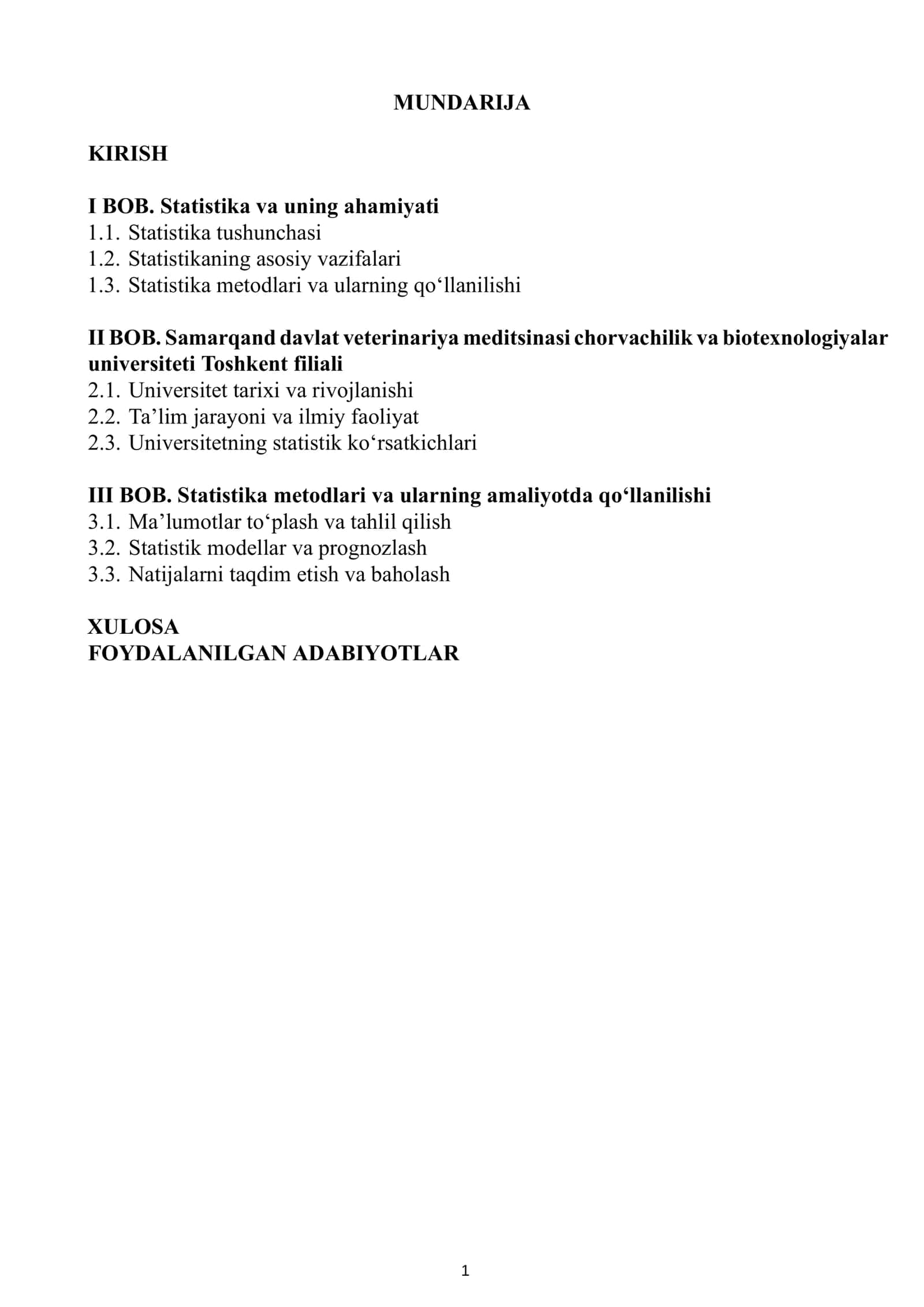 Statistika Fani Kurs Ishi 2