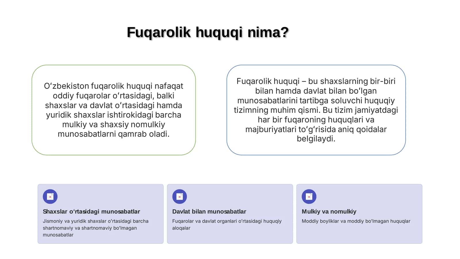 Fuqarolik-huquqiy munosabatlar 2