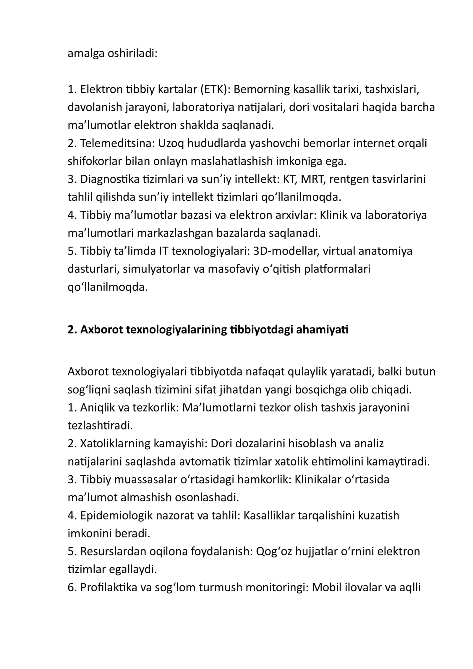 Tibbiyotda axborot texnologiyalari 2