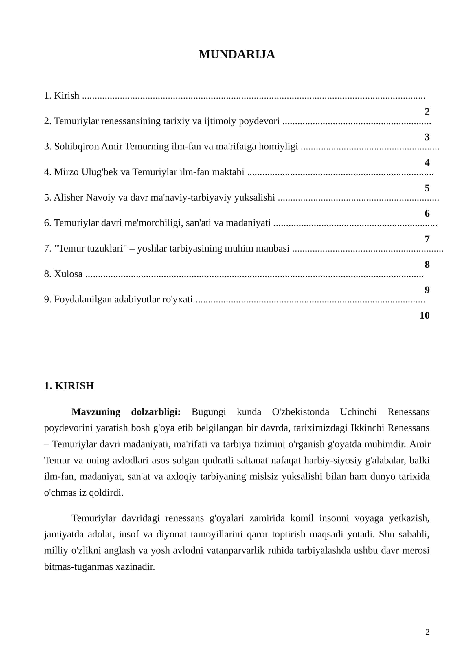 TEMURIYLAR DAVRIDA RENESSANS (TARBIYAVIY VA MA'NAVIY ASOSLAR) 2