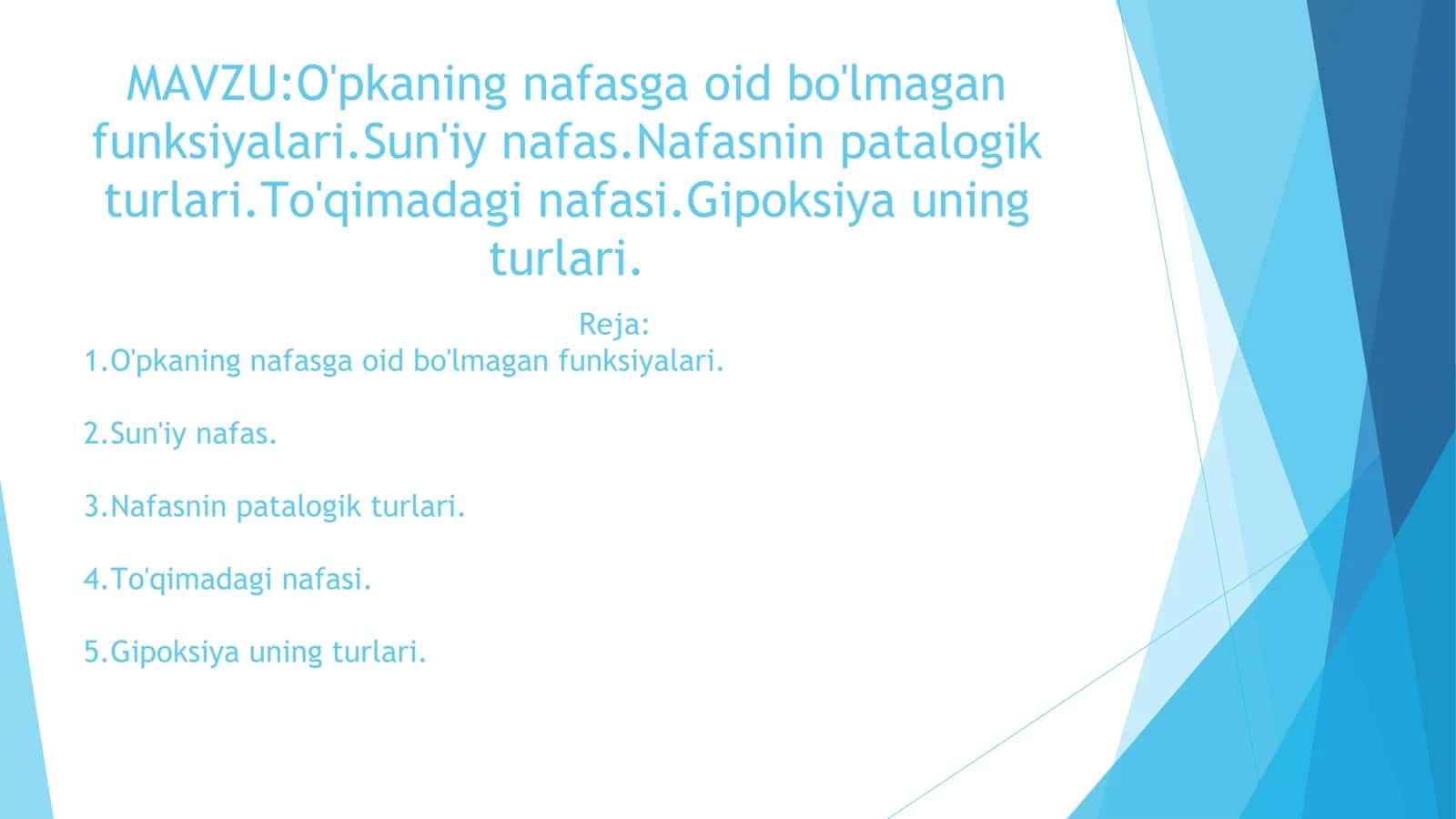 O'pkaning nafasga oid bo'lmagan funksiyalari 2