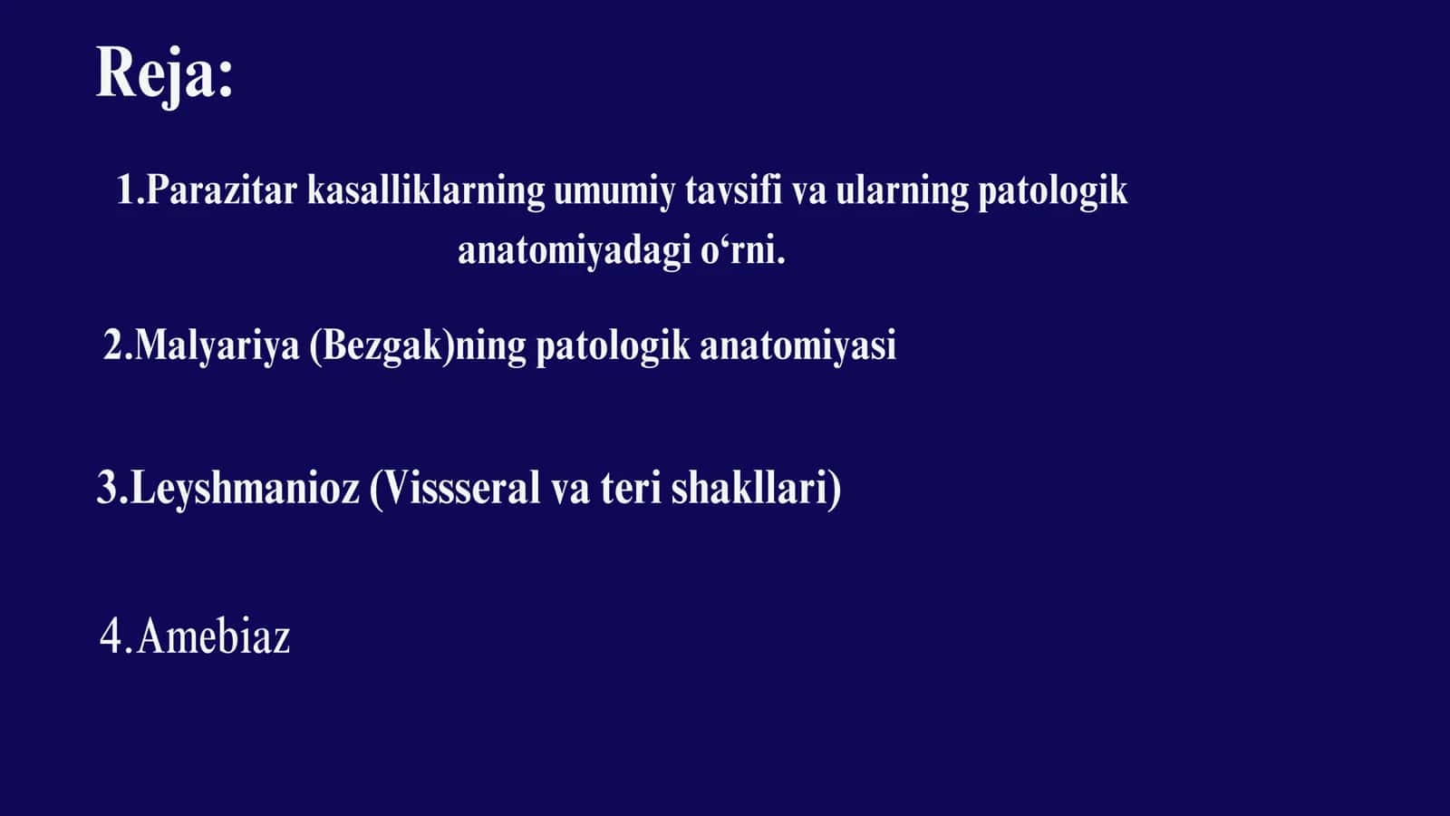 Parazitar infeksiyalar (malyariya, leyshmanioz, amebiaz) 2