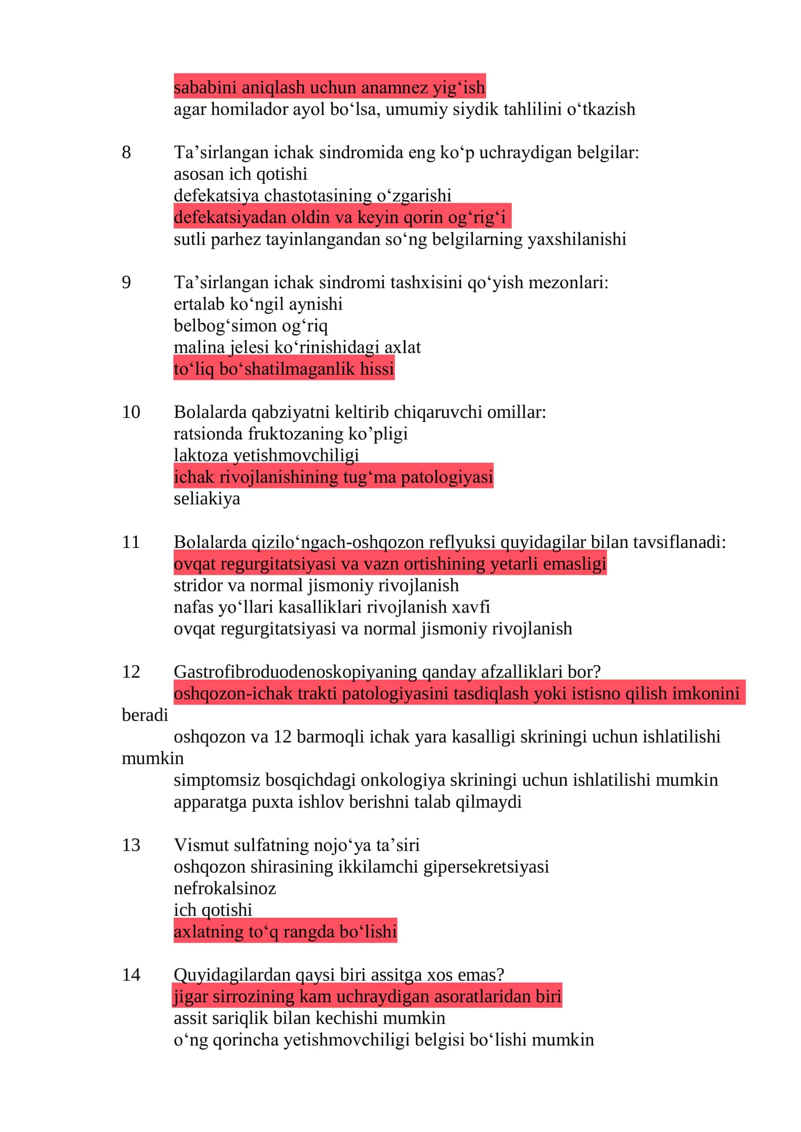 Oilaviy shifokorlik mutaxassisligi bo'yicha shakllantirilgan test savollari javobi 2026 YIL 2