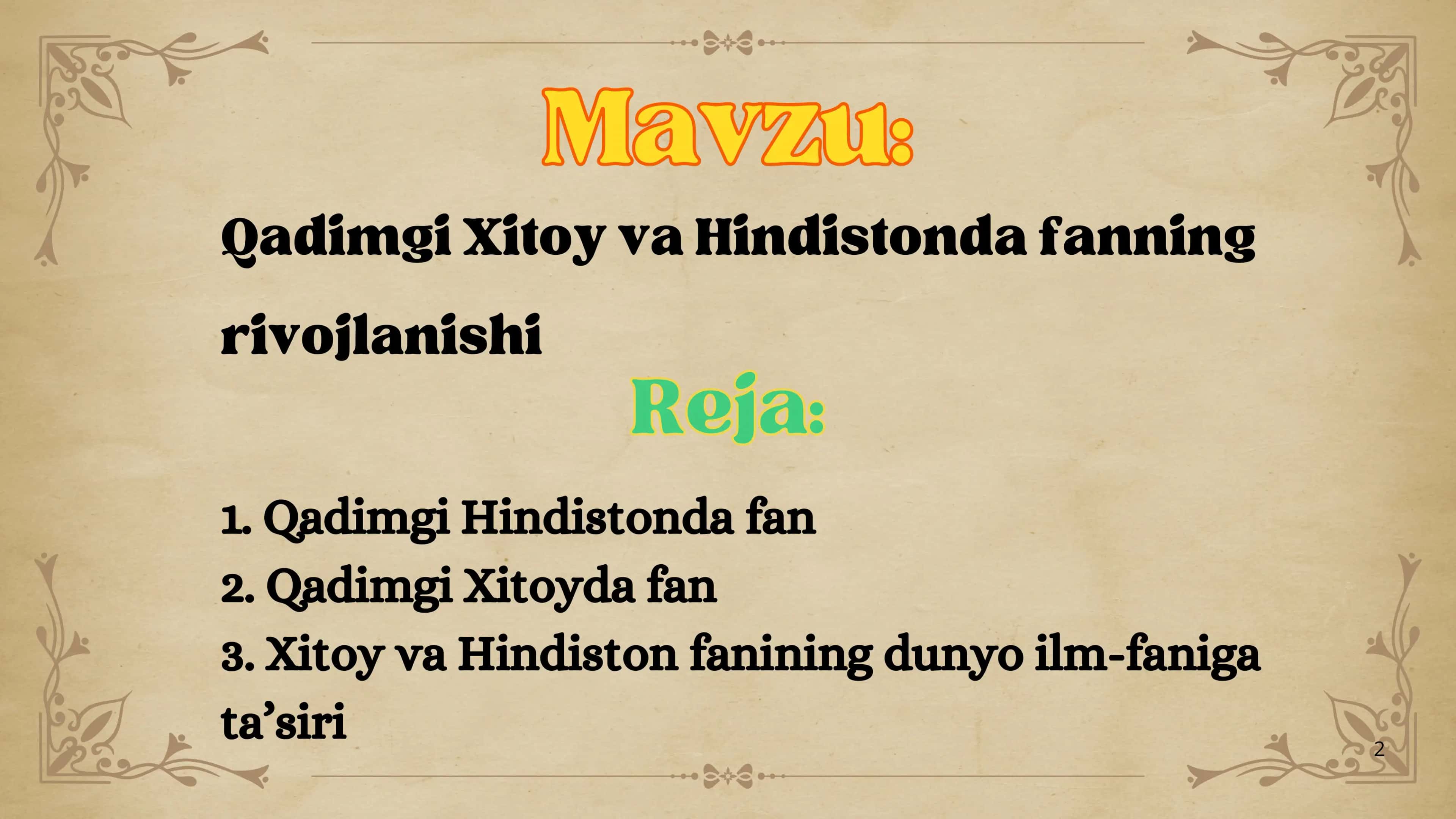 Qadimgi Xitoy va Hindistonda fanning rivojlanishi 2