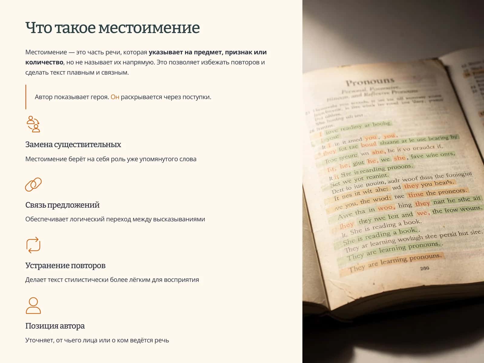 Местоимения — роль местоимений в тексте 2