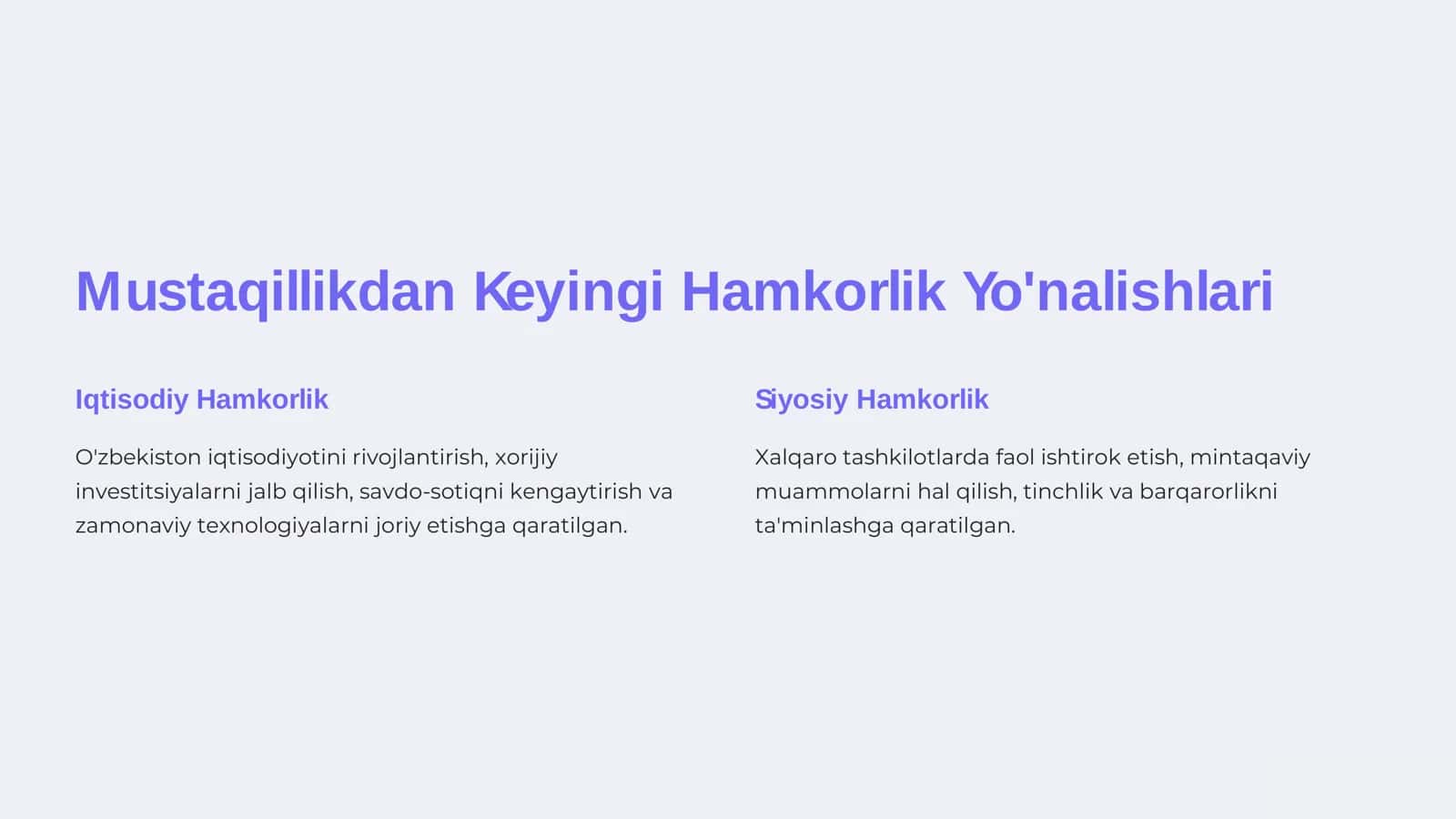 O'zbekiston va Jahon Hamjamiyati 2
