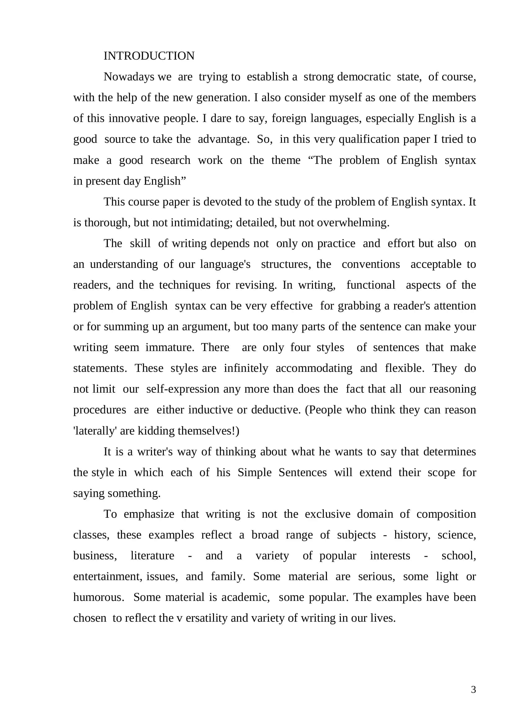 The problem of English syntax in present day English 2