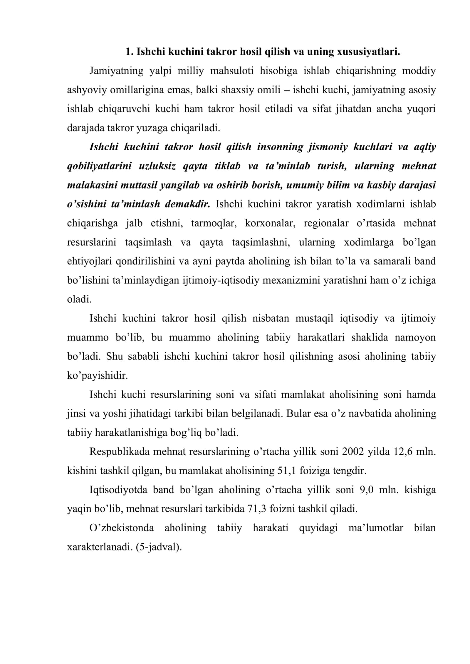 Yalpi ishchi kuchi, uning bandligi va ishsizlik 2
