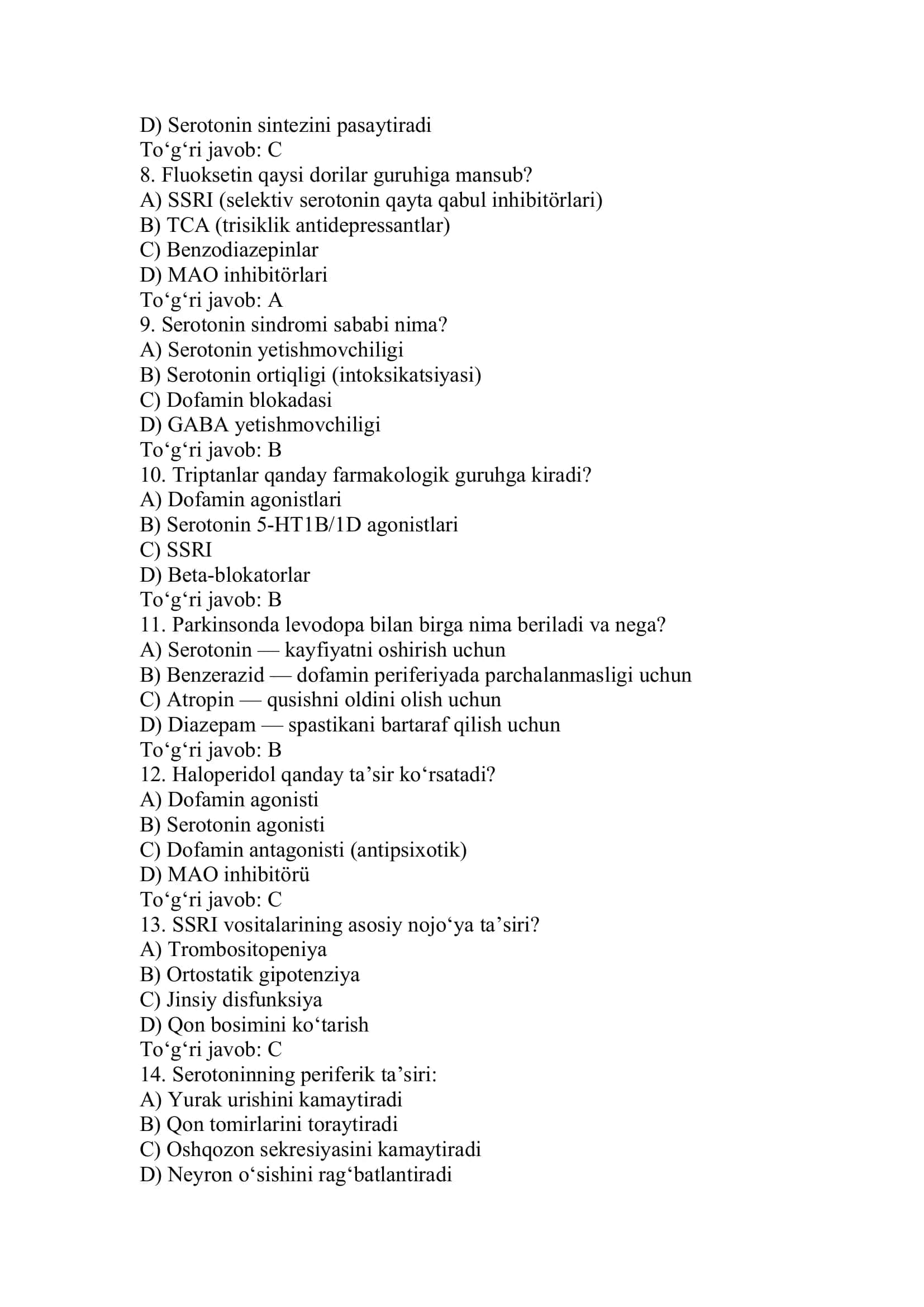Dofamin va dofaminergik vositalar 2