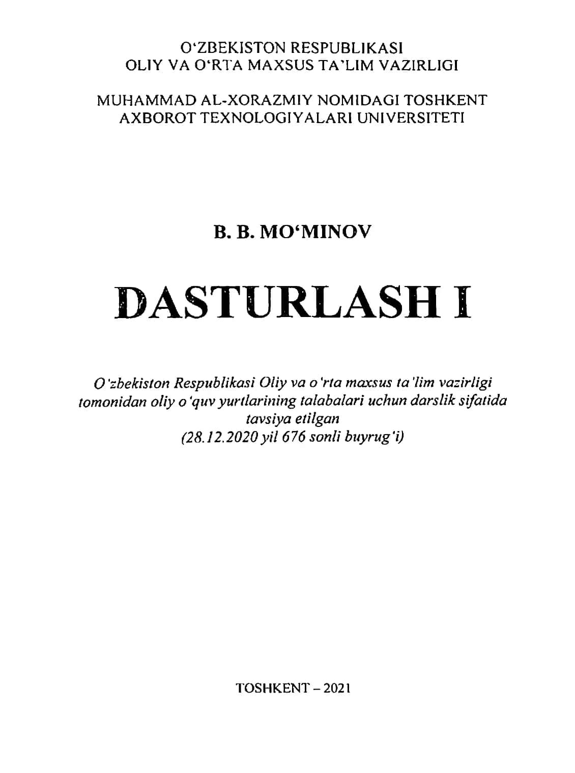 Dasturlash I fani uchun darslik 2
