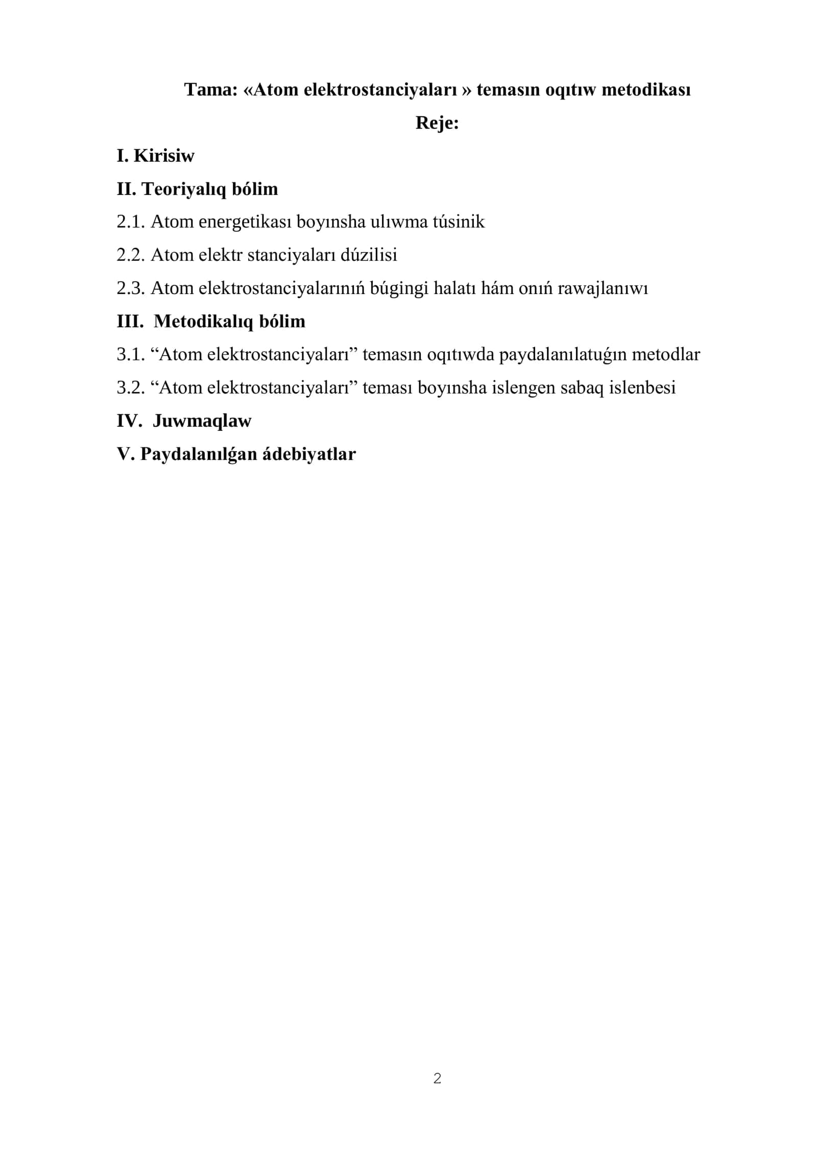 Atom elektrostanciyaları oqıtıw metodikası 2