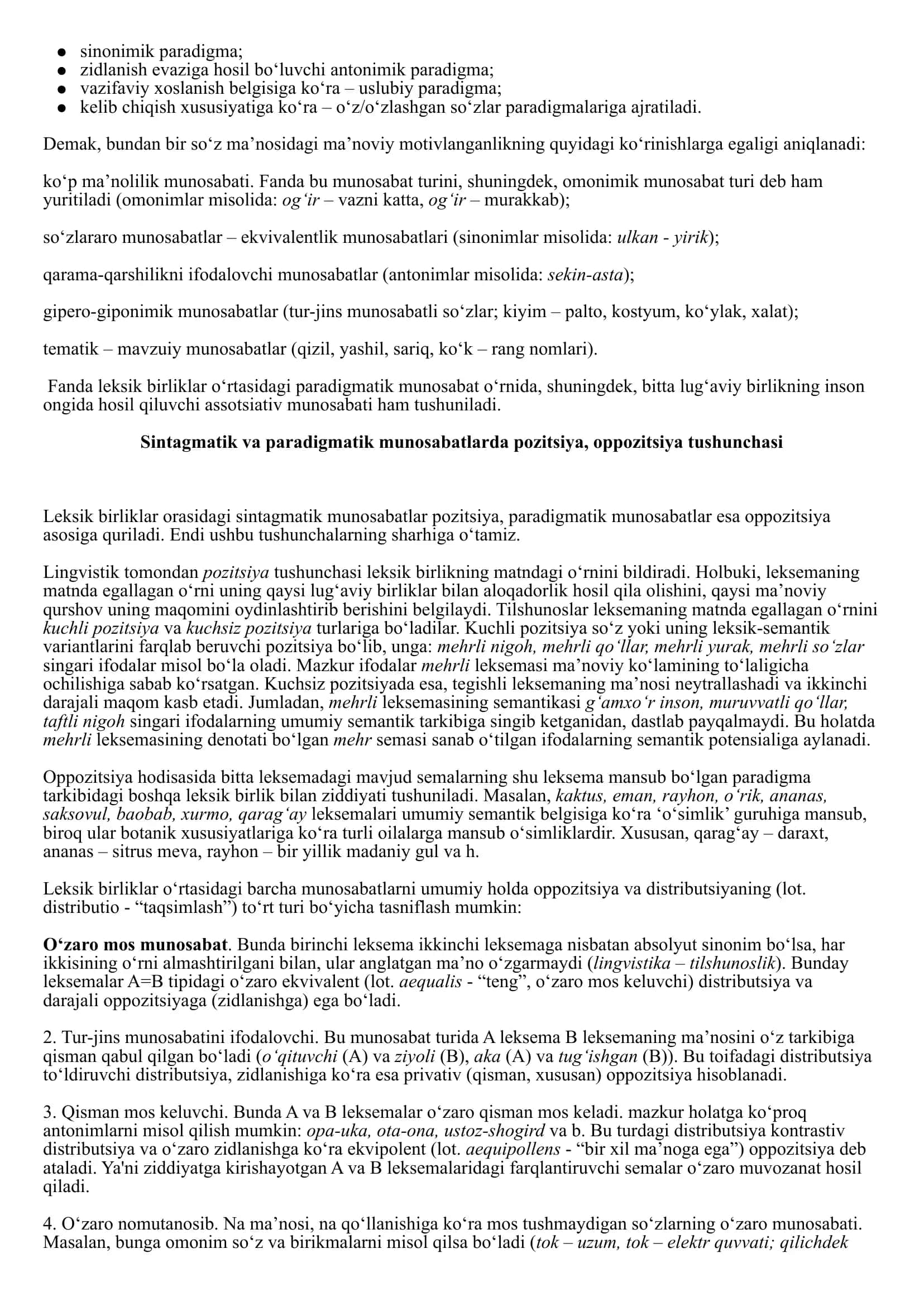 Leksik munosabat turlari 2
