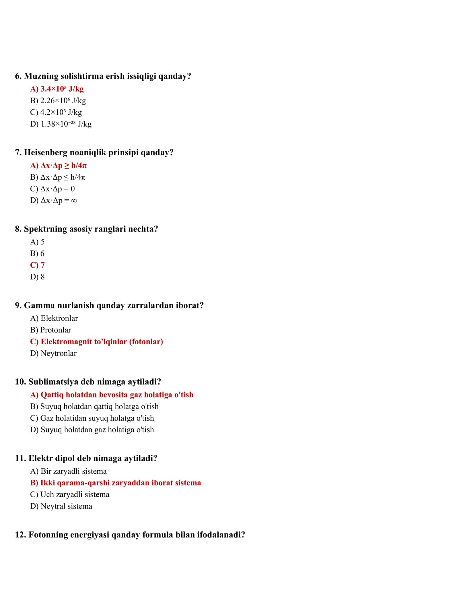 FIZIKA FANIDAN TESTLAR (500 ta) 2