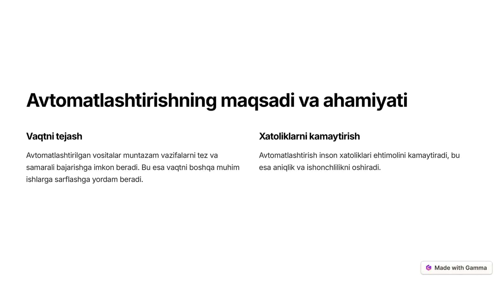 Avtomatlashtirilgan vositalar va shablonlar 2