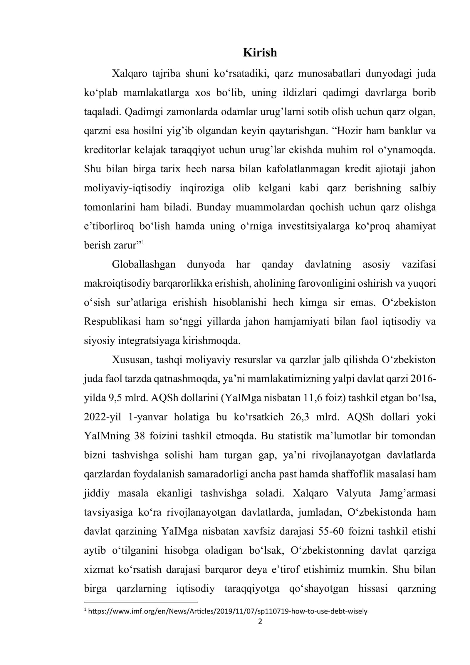 Davlat krediti va davlat qarzlarini boshqarish 2
