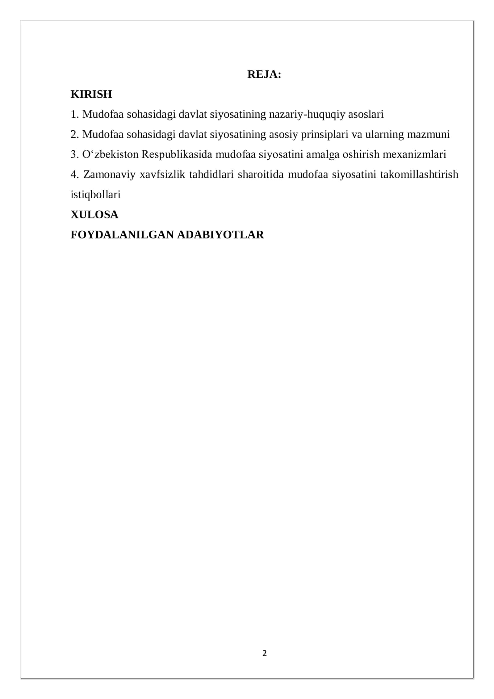 MUDOFAA SOHASIDAGI DAVLAT SIYOSATINING ASOSIY PRINSIPLARI 2