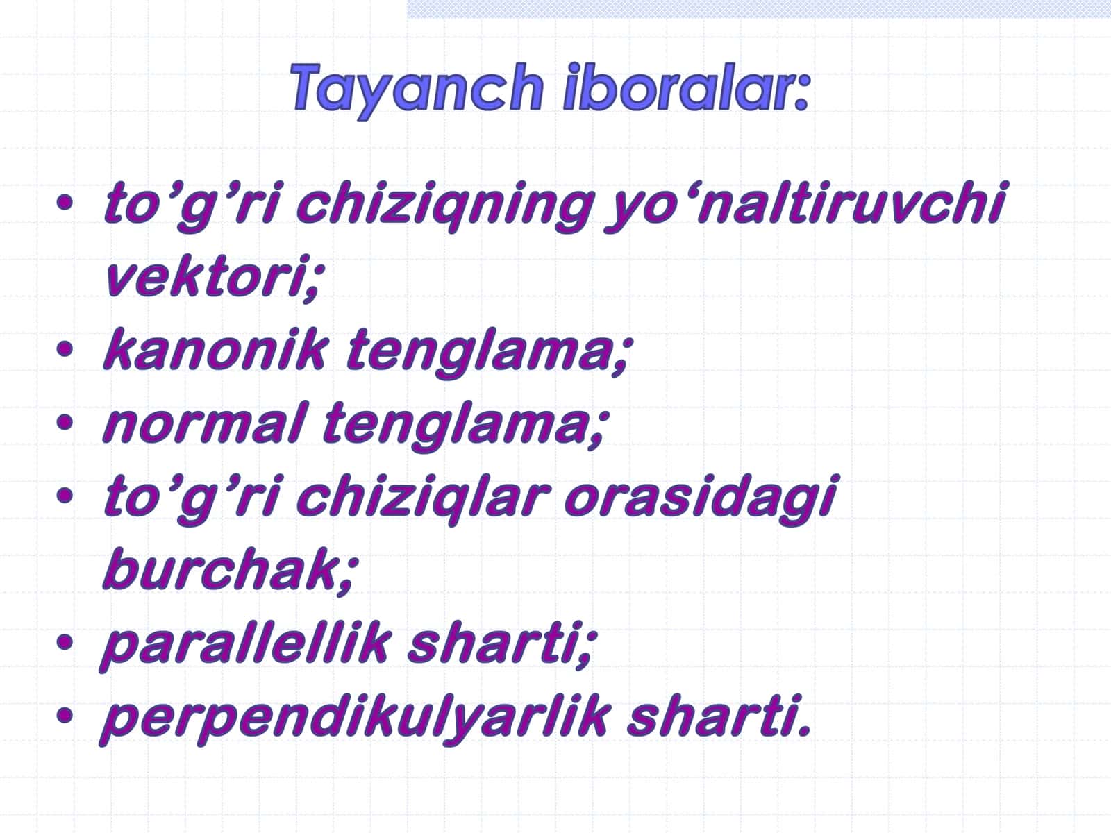 To’g’ri chiziq tenglamasi 2