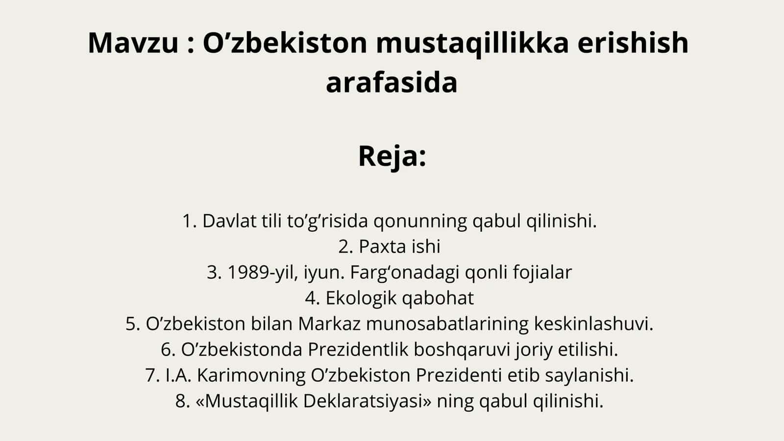 Oʼzbekiston mustaqillikka erishish arafasida 2