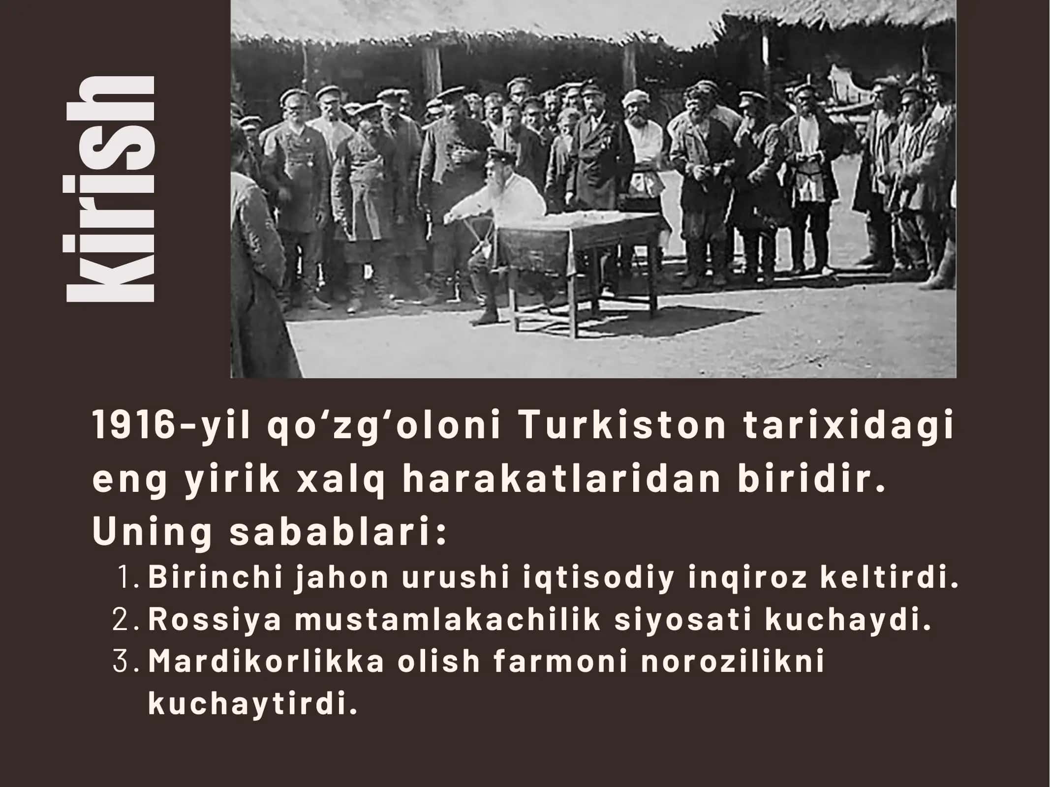 1916-YIL QO‘ZG‘OLONI VA BIRINCHI JAHON URUSHI TA’SIRI 2