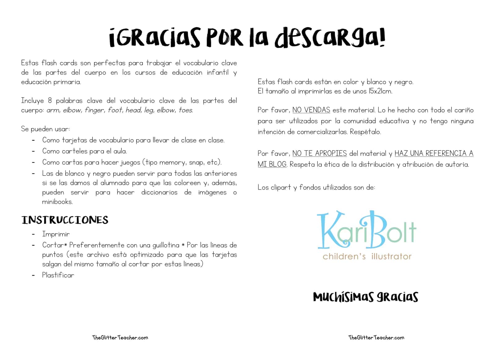 BODY PARTS FLASH CARDS 2