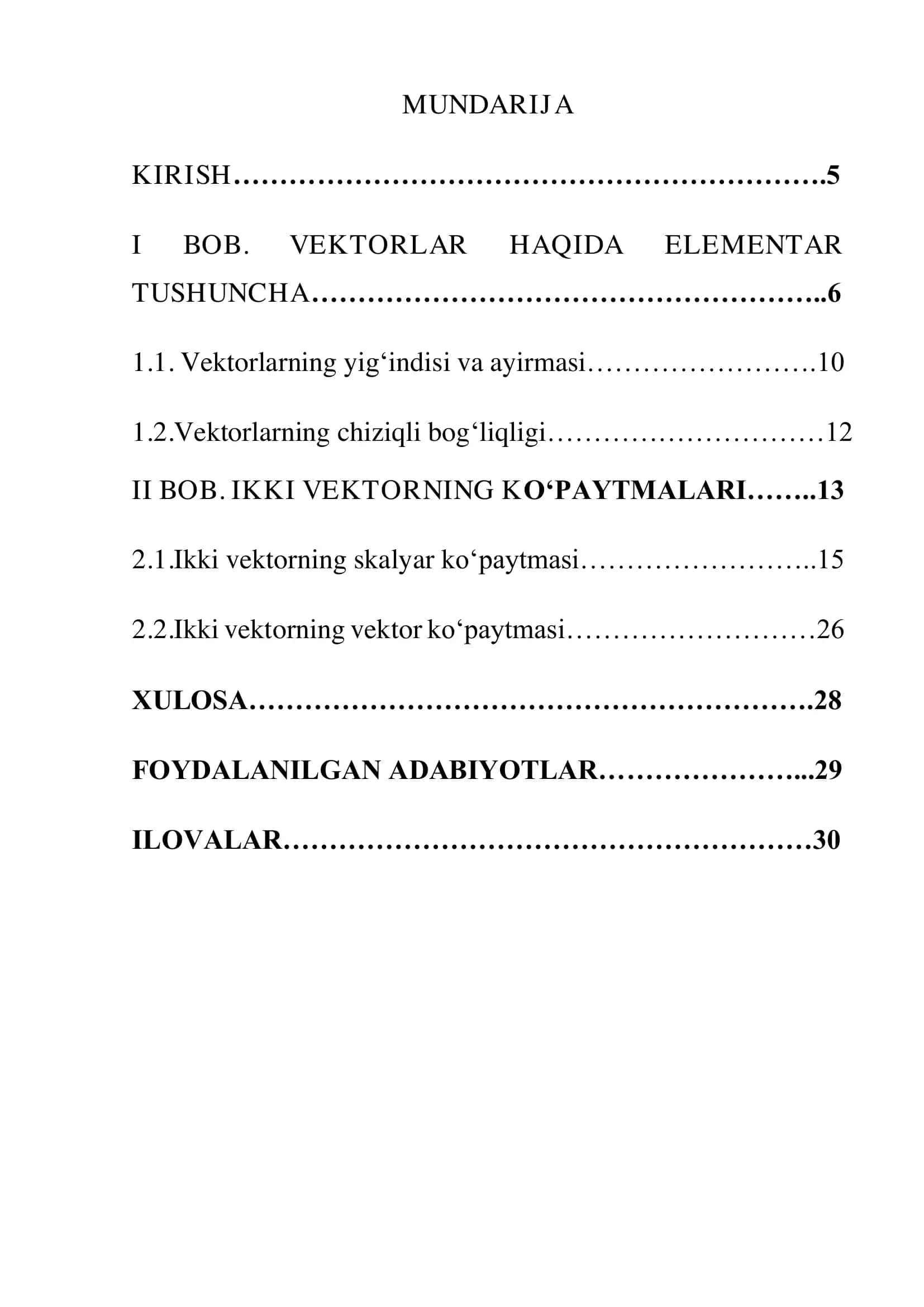 VEKTOR VA ARALASH KO‘PAYTMALARNING  TATBIQLARI 2