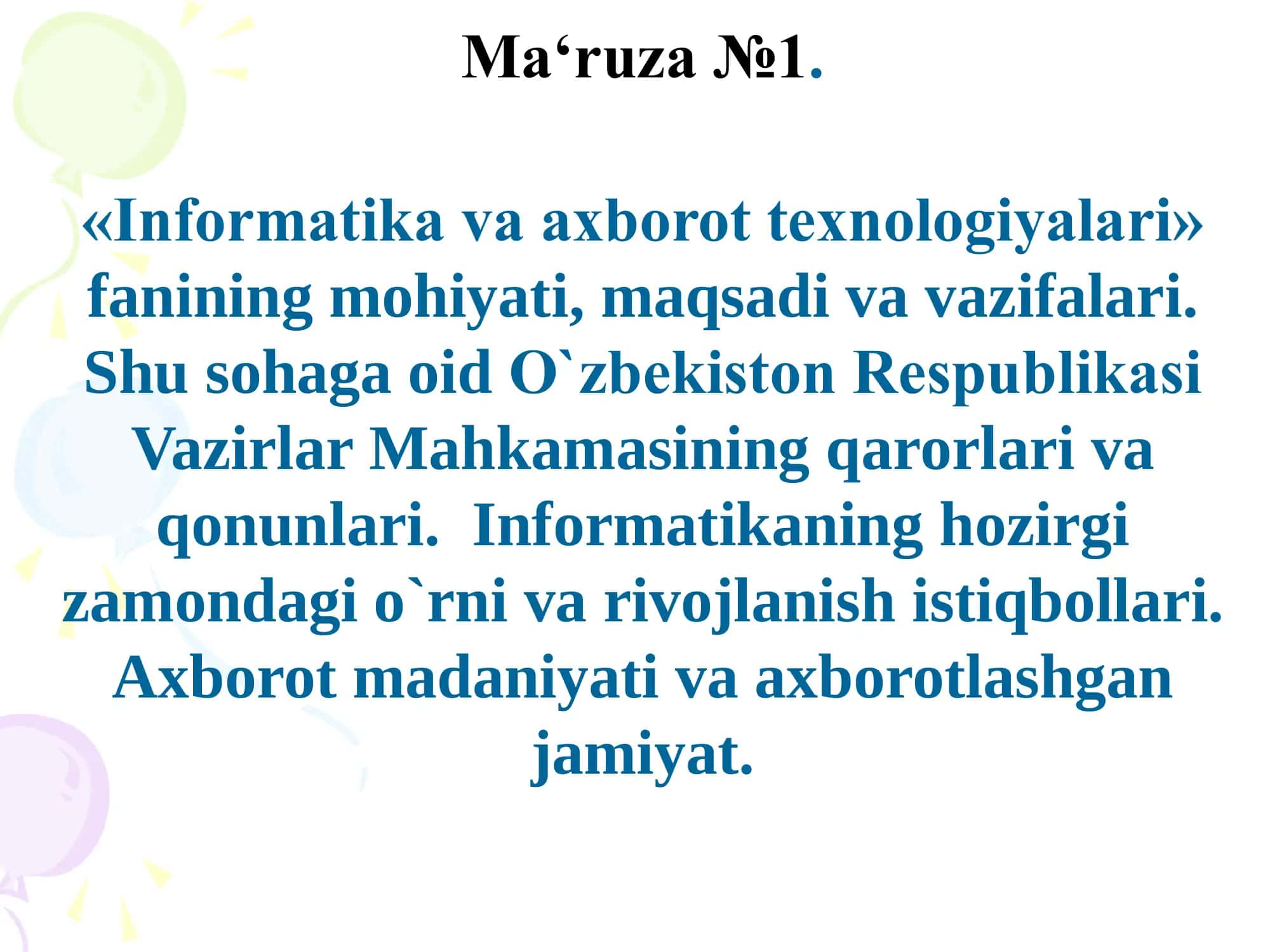 Informatika va axborot tеxnologiyalari 2