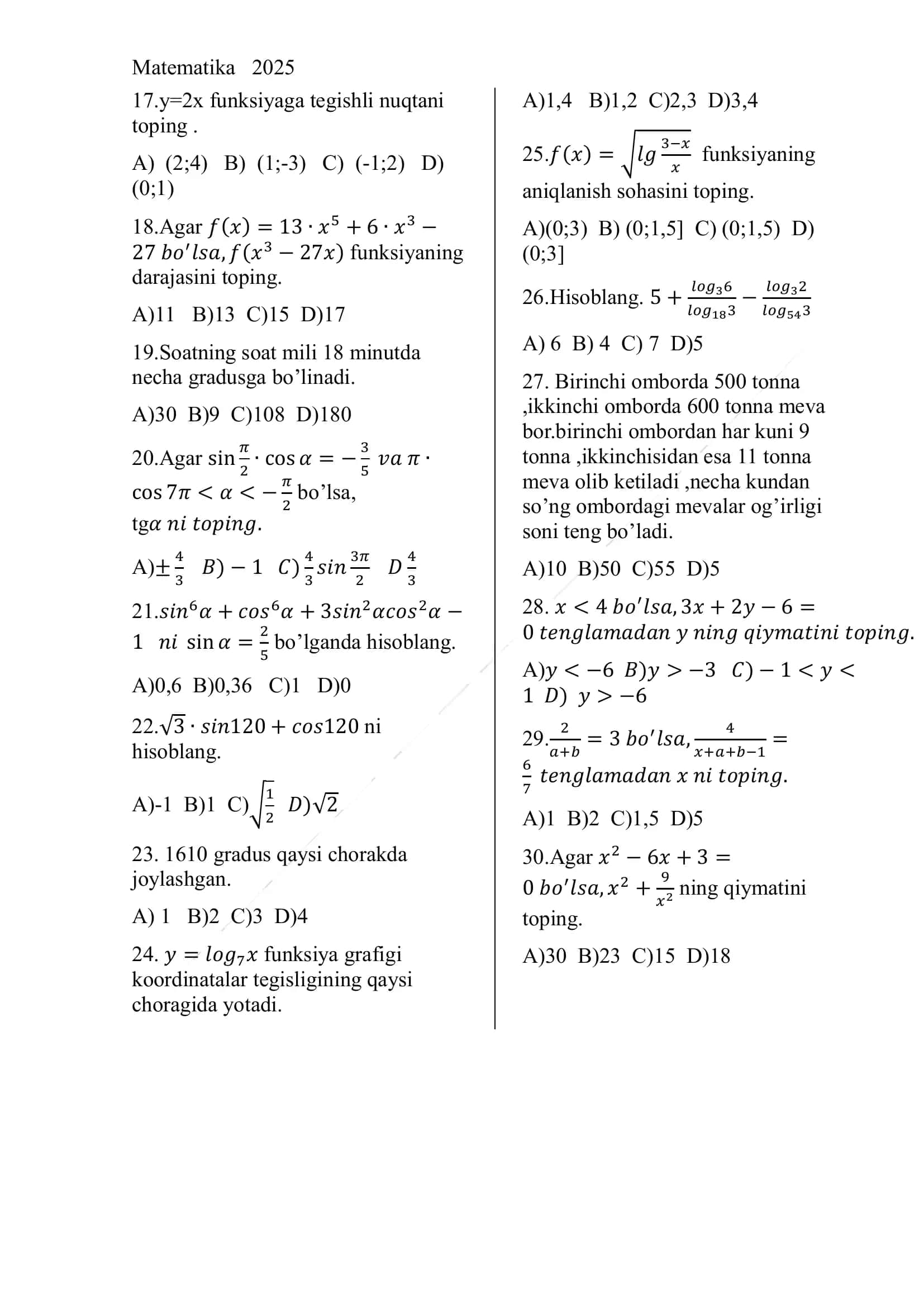 Matematika 2025 2