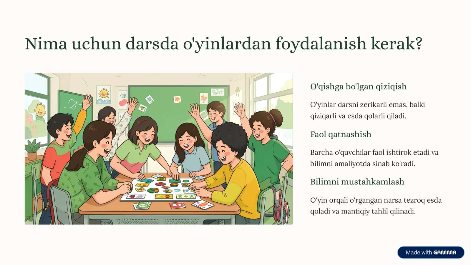 O'yinlar, darsda foydalanish uchun 2