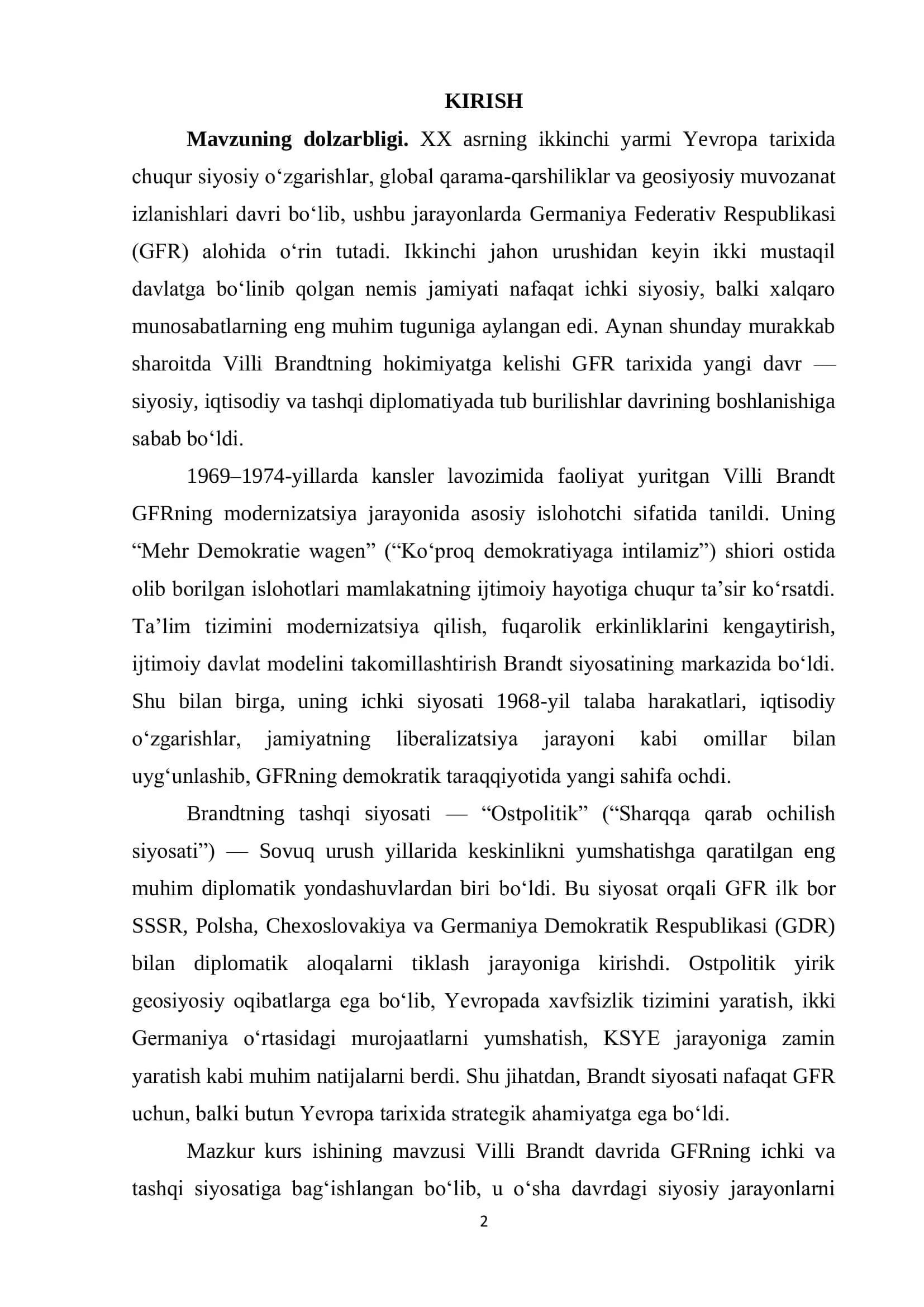 VILLI BRANDT DAVRIDA GFRNING ICHKI SIYOSATI 2