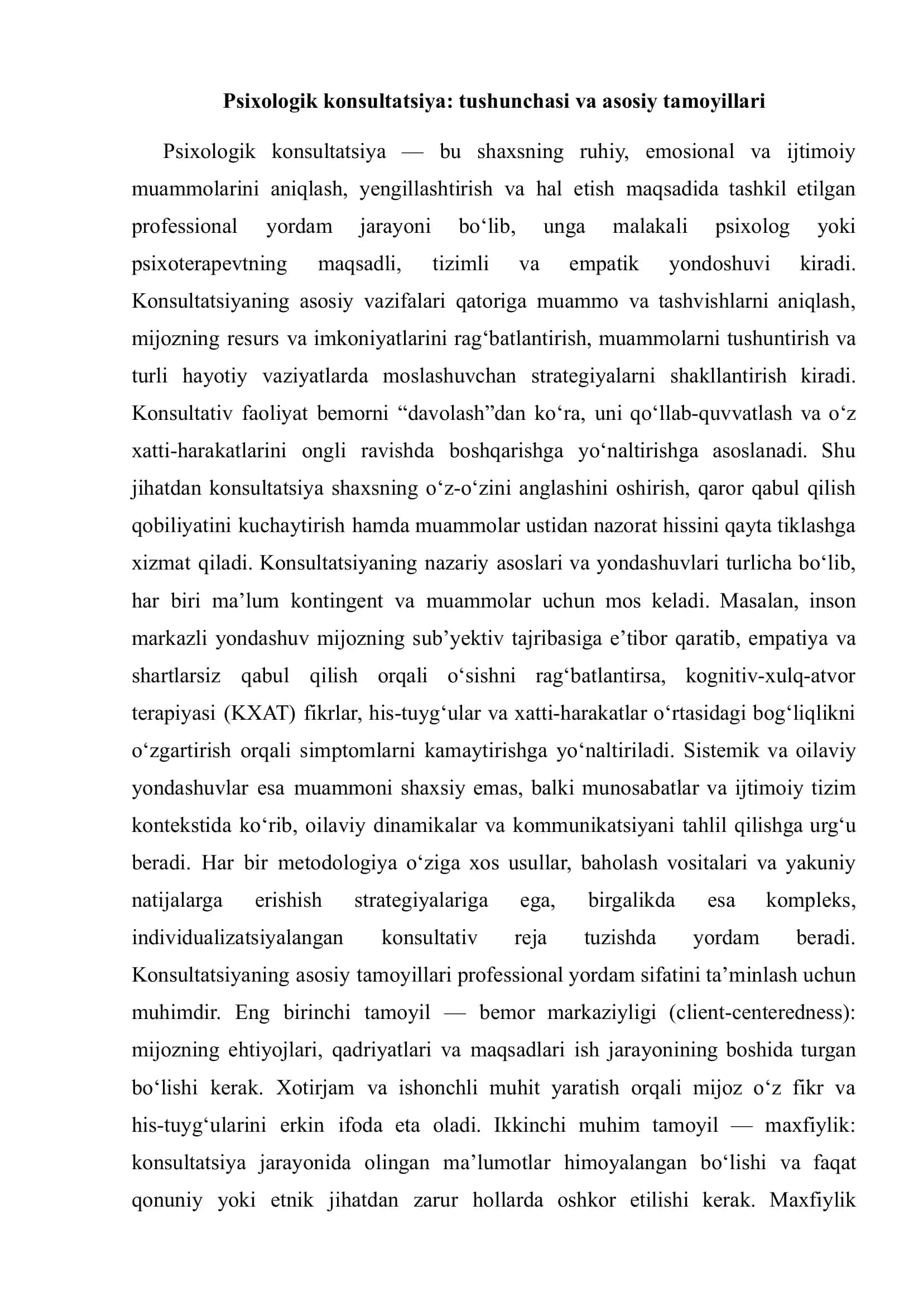 Psixologik konsultatsiyaning maxsus muammolari 2