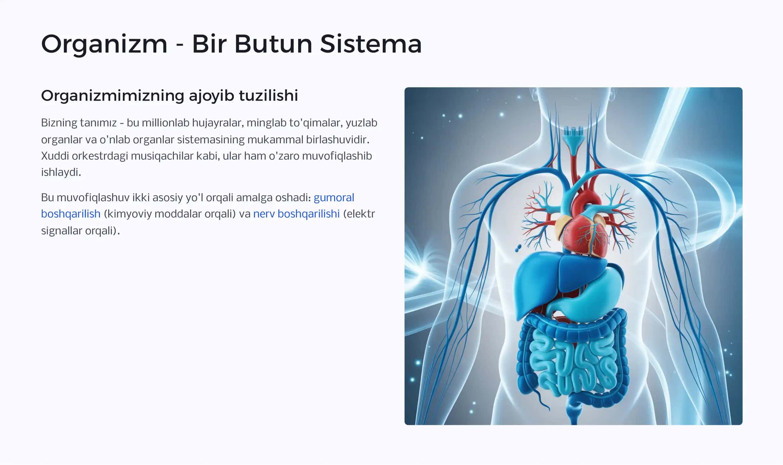 Organizmning Gumoral va Nerv Boshqarilishi 2