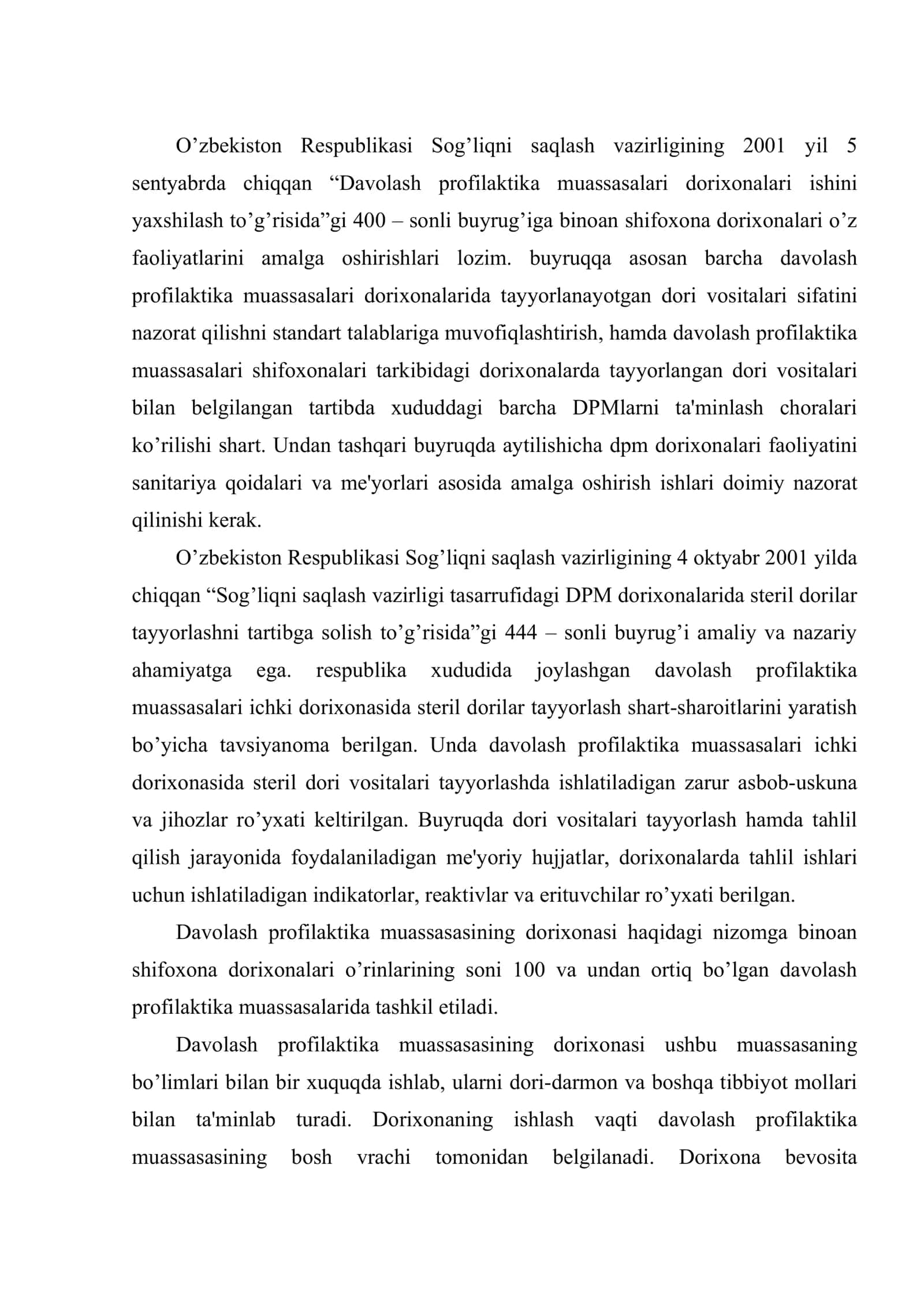 Davolash profilaktika muassasasining dorixonasi 2
