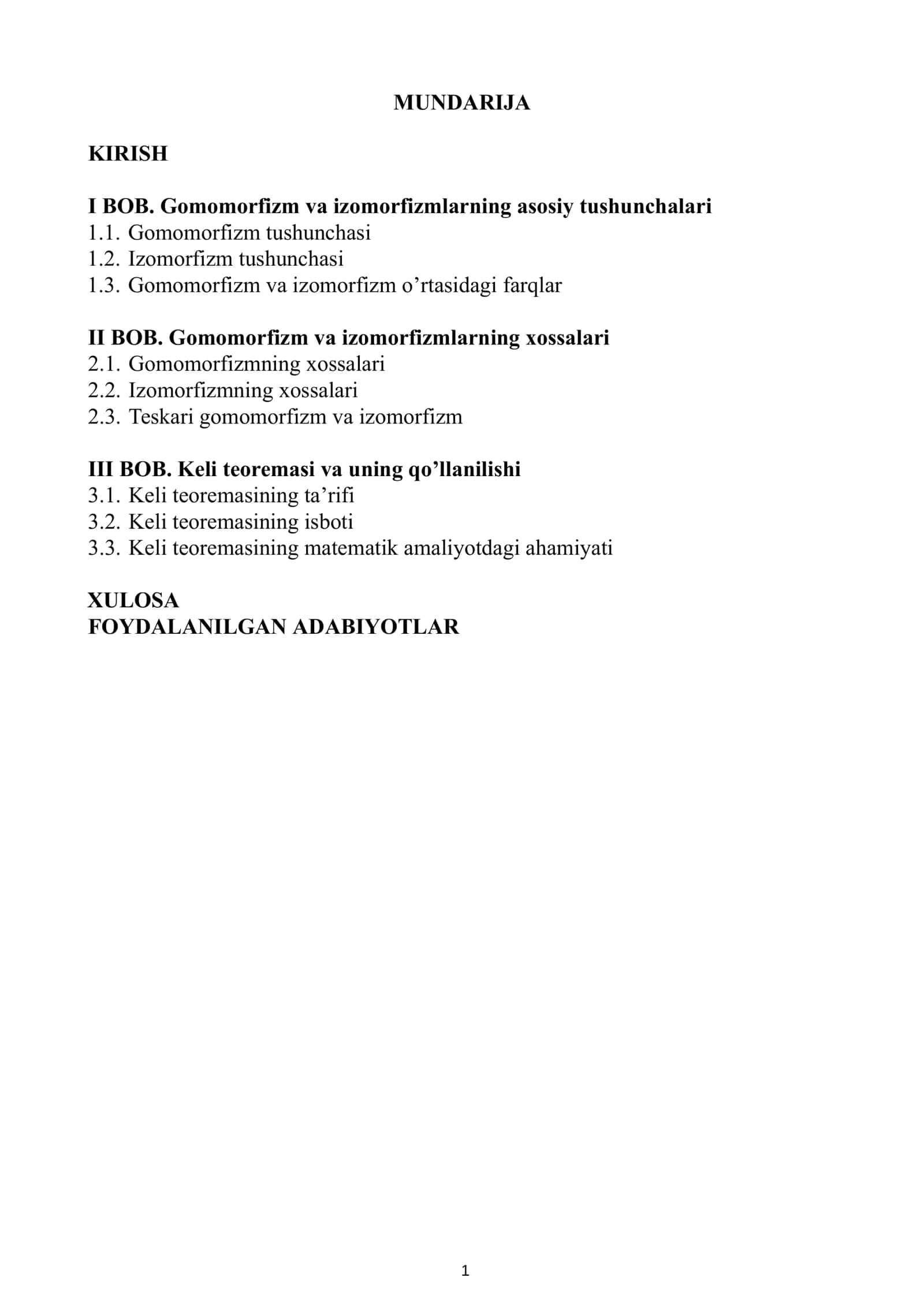 Gomomorfizm va izomorfizmlarning xossalari. Keli teoremasi 2
