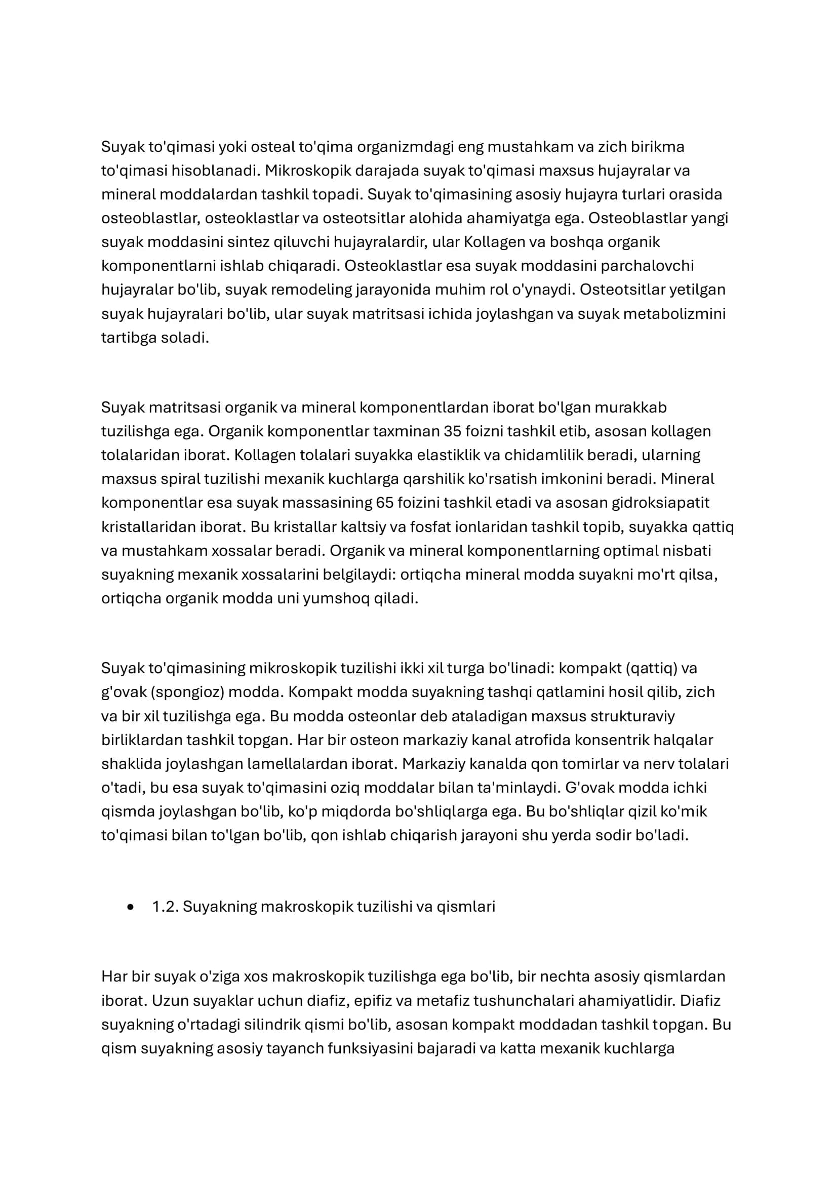 Inson suyaklari va ularning turlari, soni 2